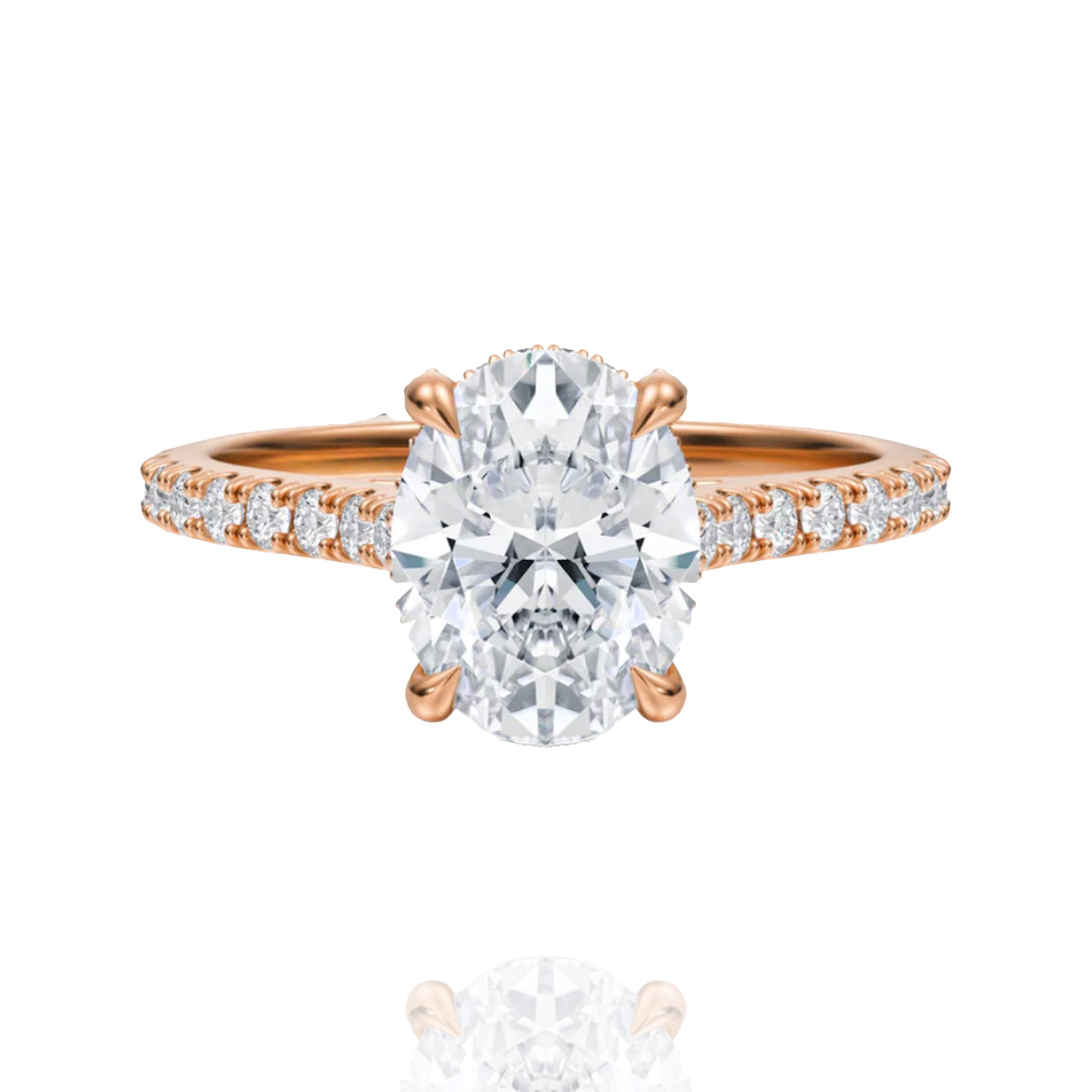 classic halo oval lab grown solitaire Ring