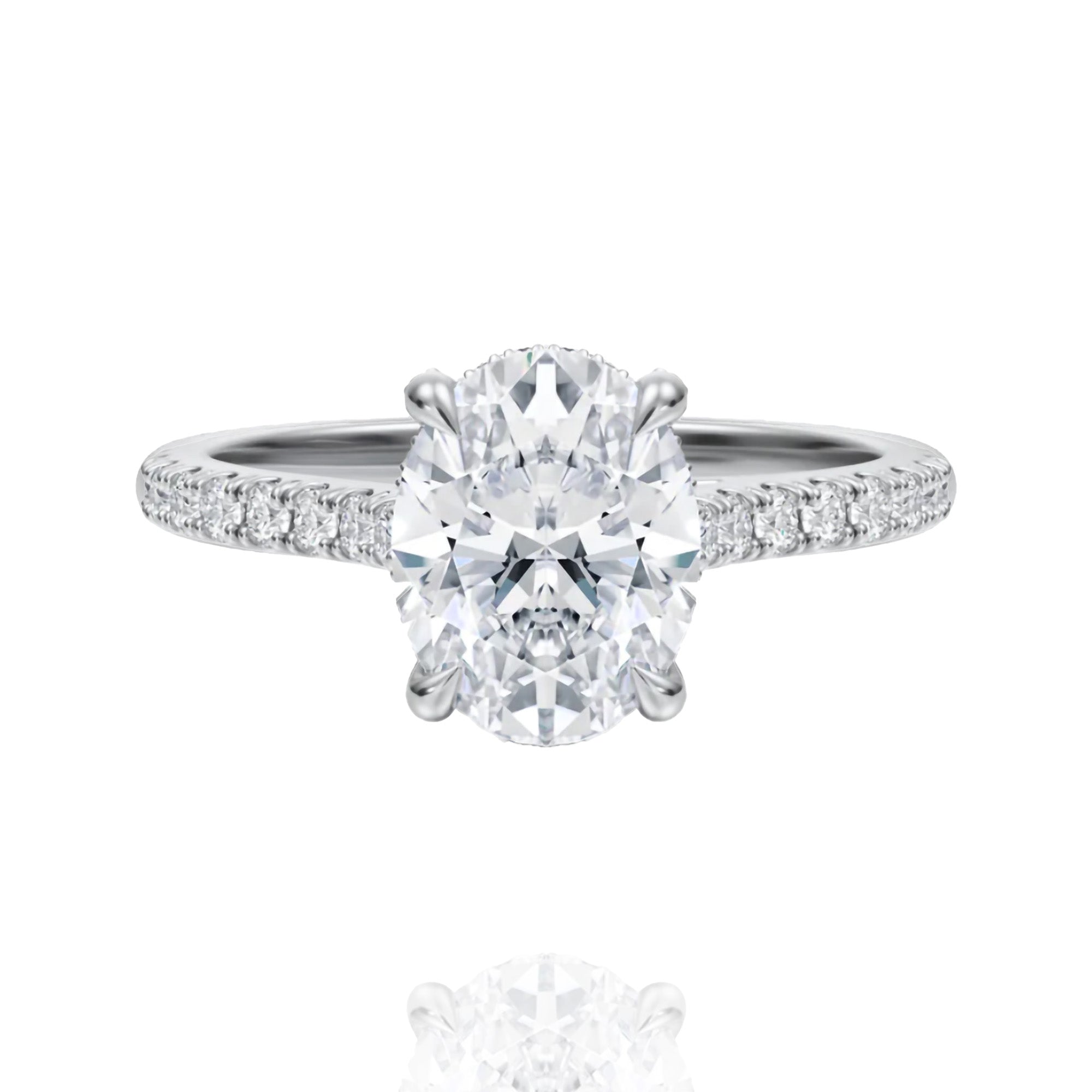 classic halo oval lab grown solitaire Ring