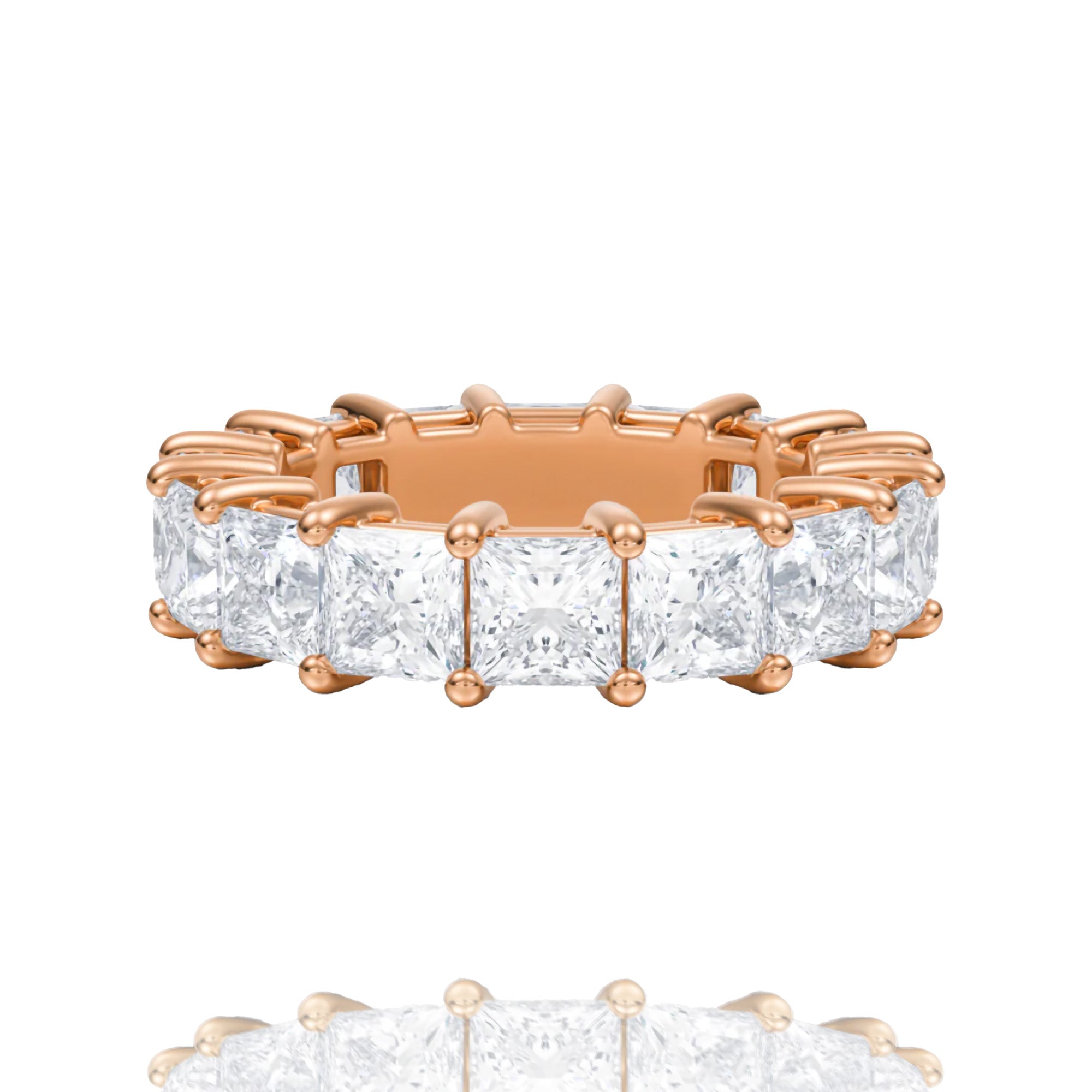 classic princess lab grown solitaire eternity band