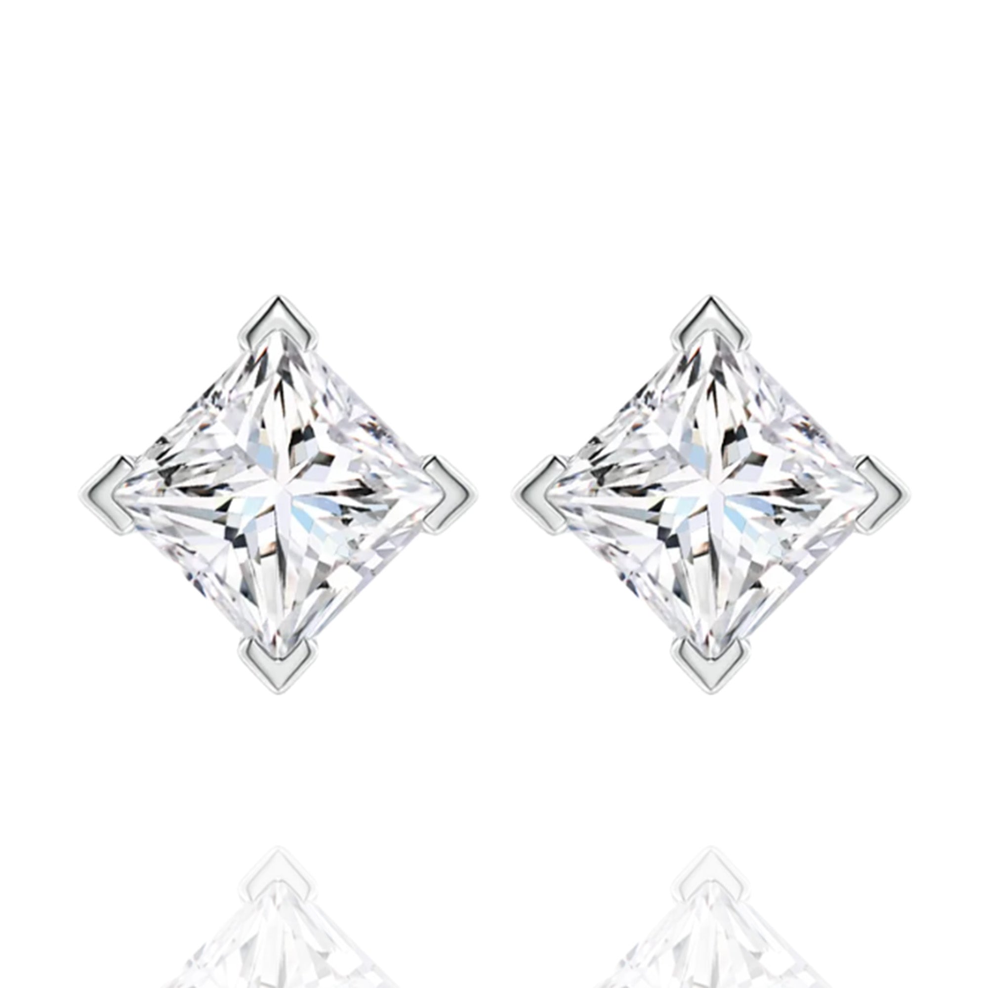 Classic Princess Lab Grown Solitaire Earrings