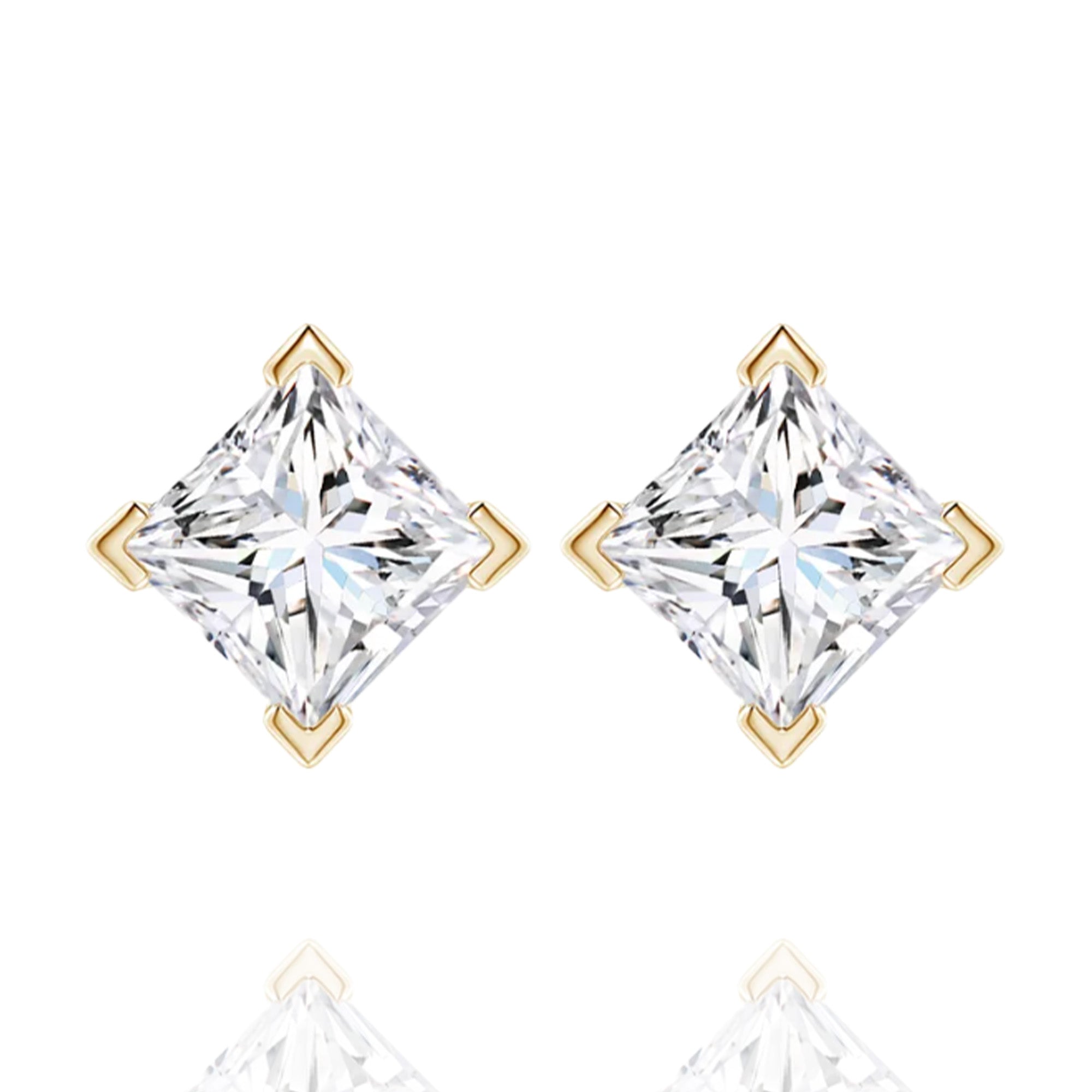 Classic Princess Lab Grown Solitaire Earrings