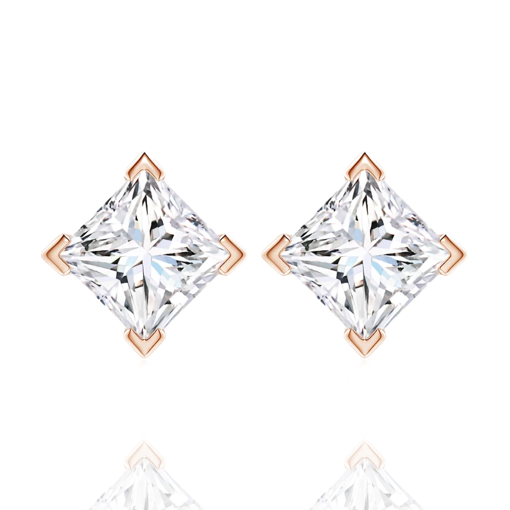 Classic Princess Lab Grown Solitaire Earrings