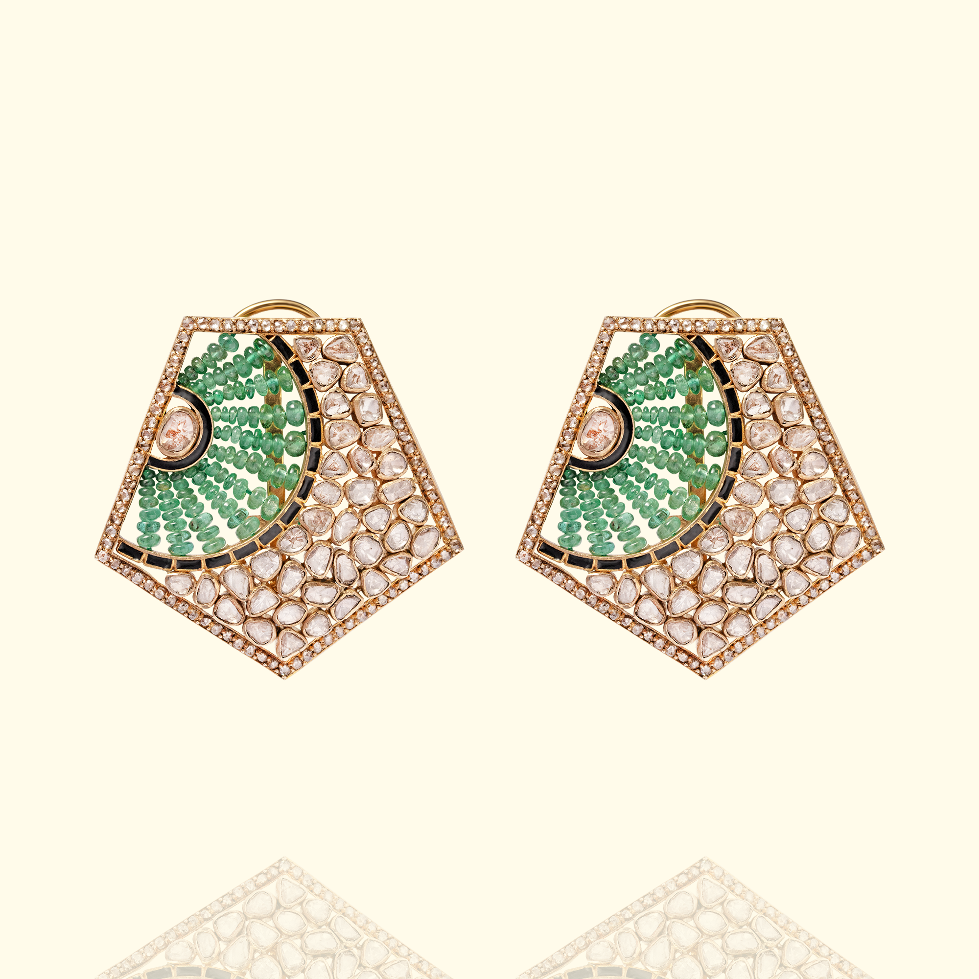 Zia emerald and polki earrings