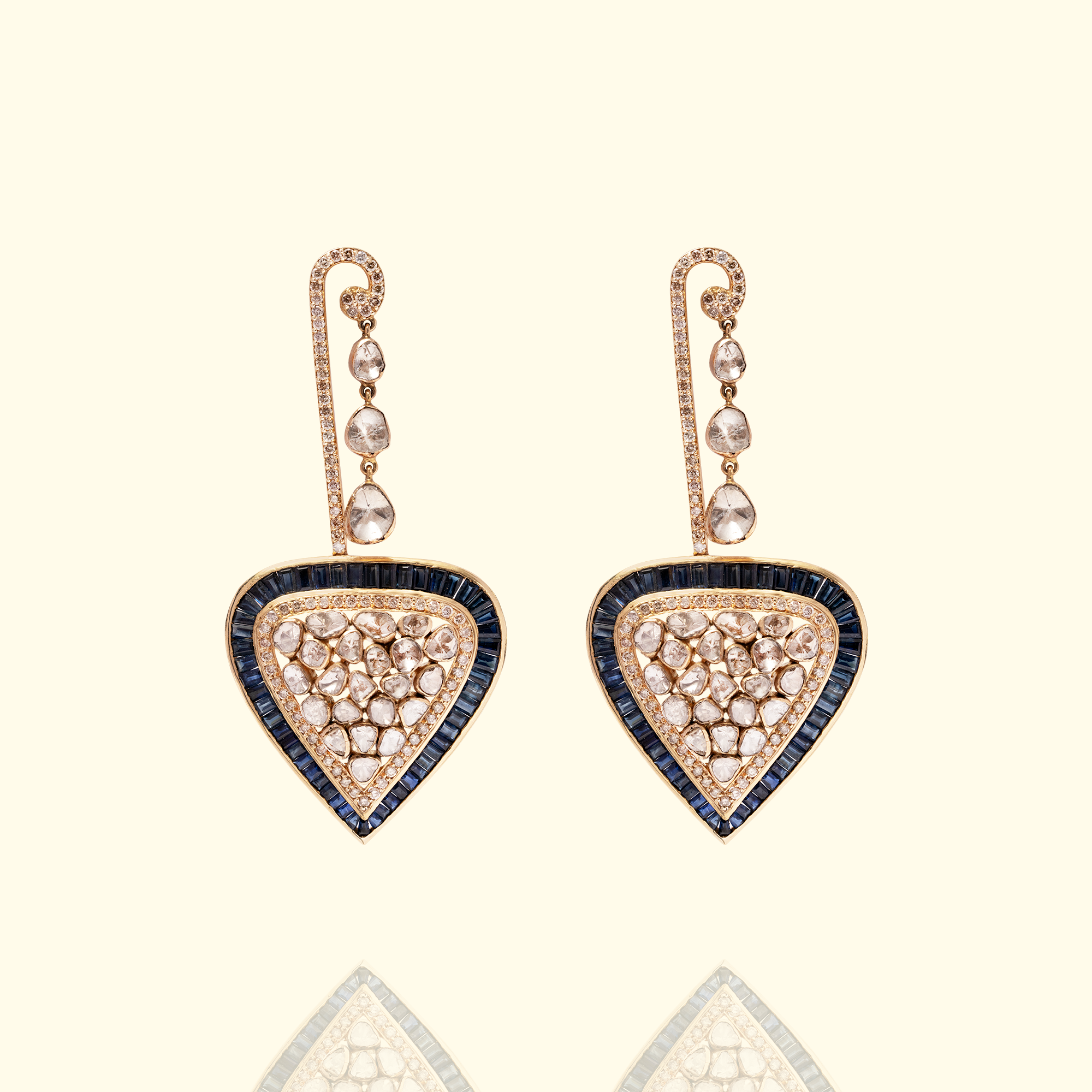 Scarlet drop gold polki earrings