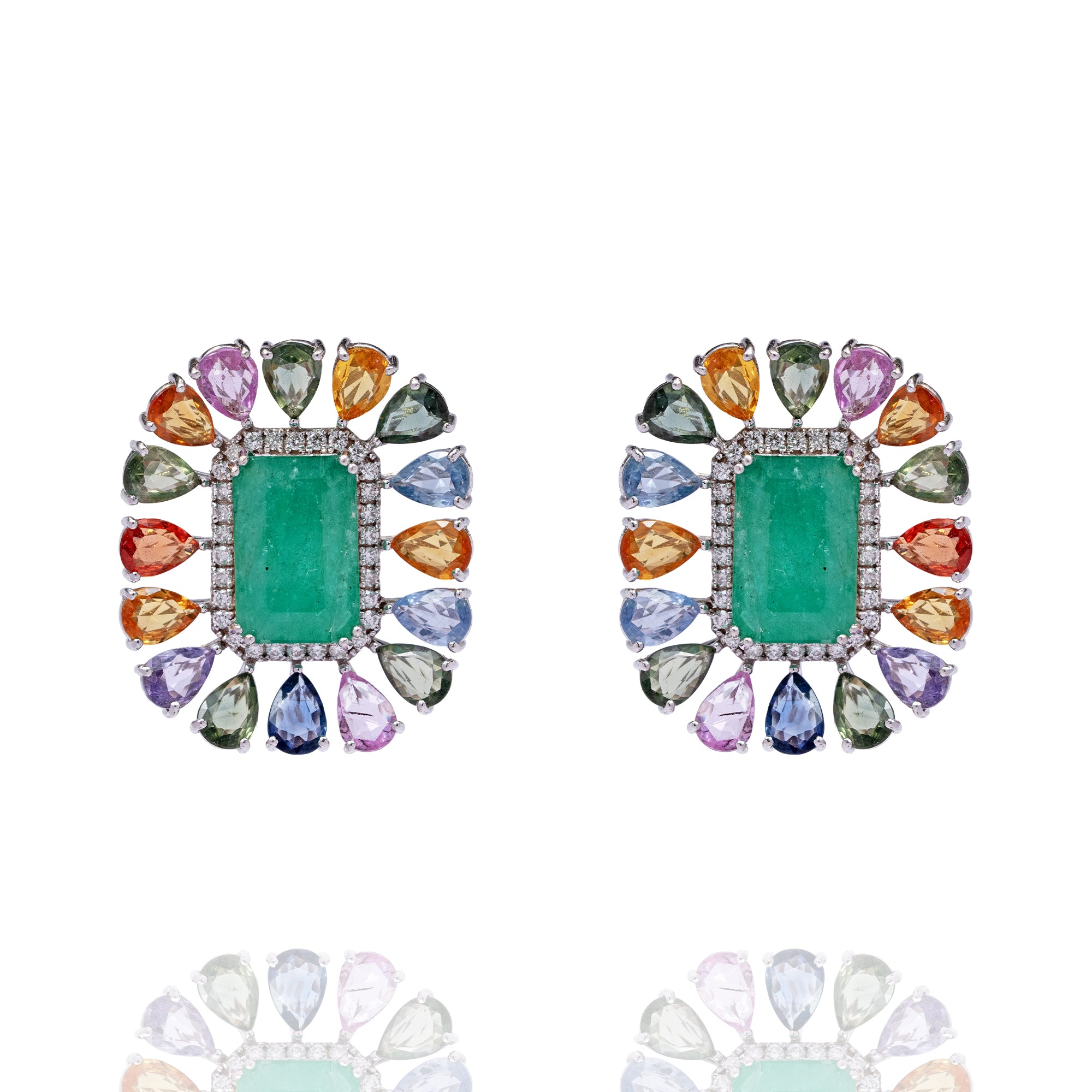 Clarisse Multi Sapphire Diamond Earrings