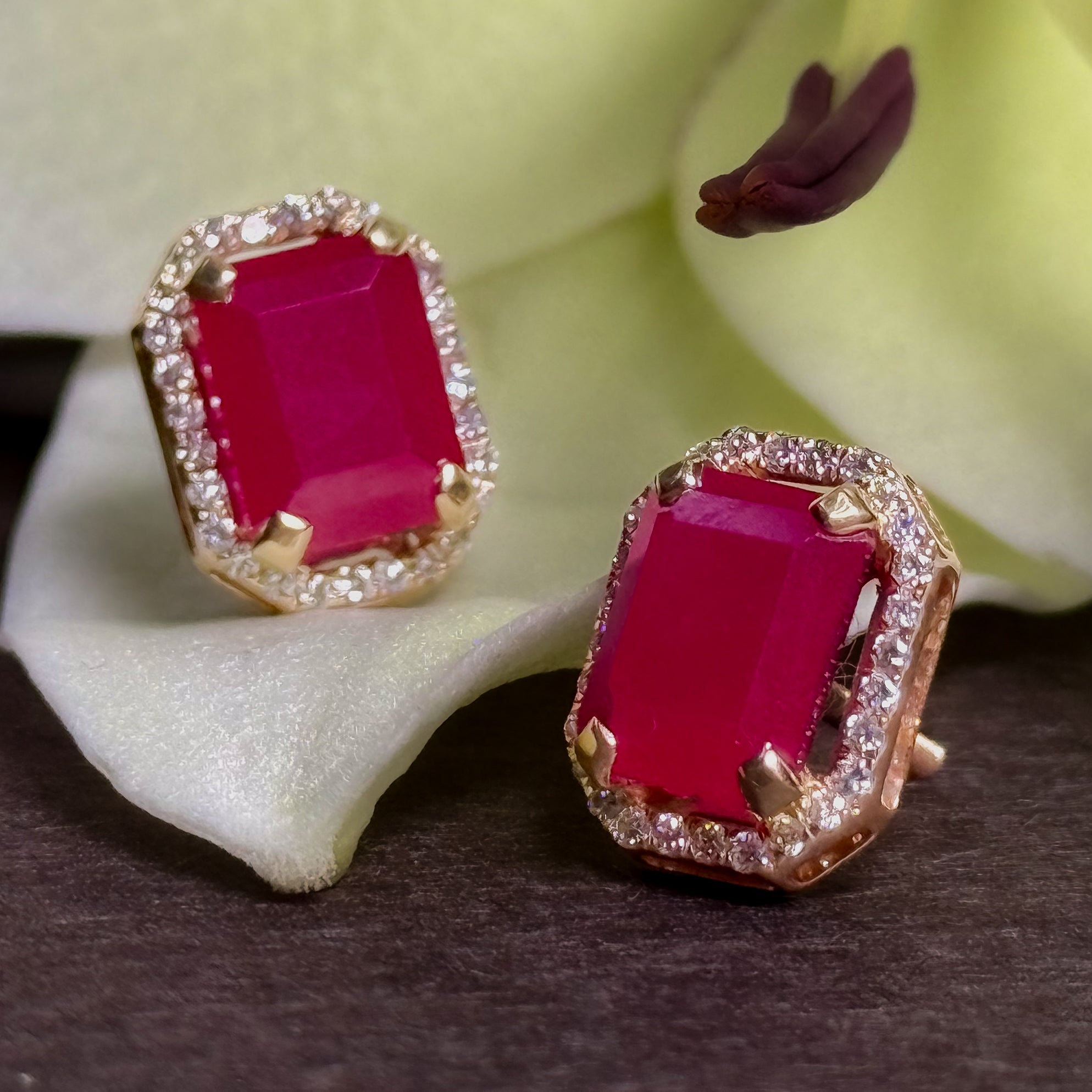 Rectangle Ruby Studs