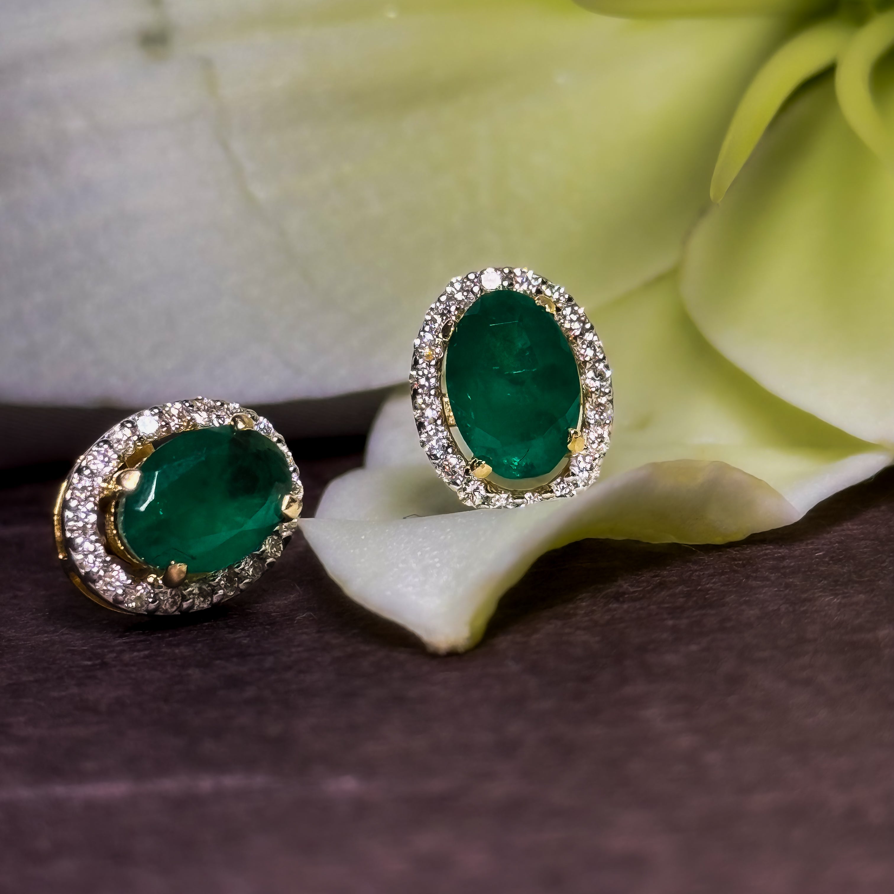 Emerald Halo Studs