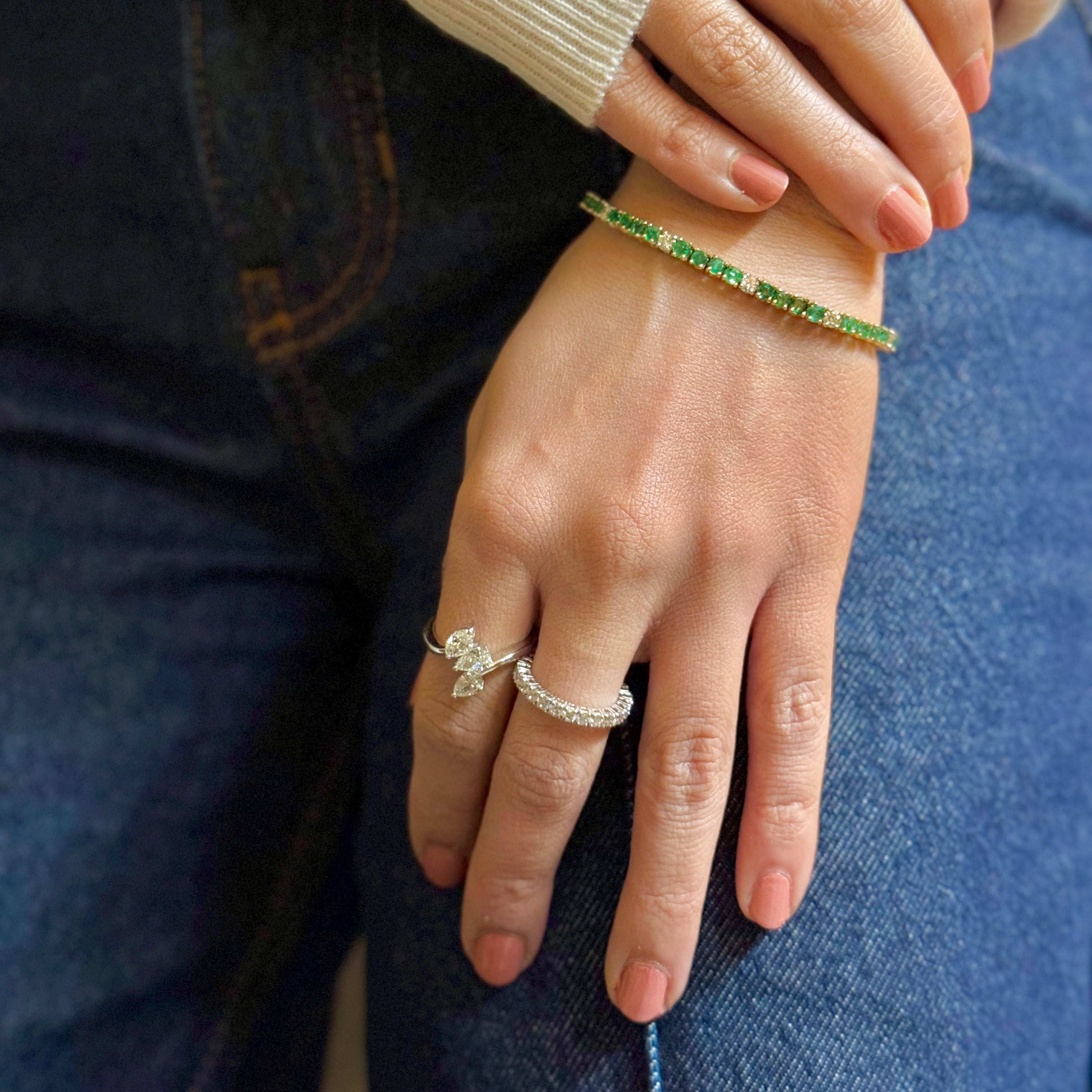 Emerald and Diamond Tennis Bracelet