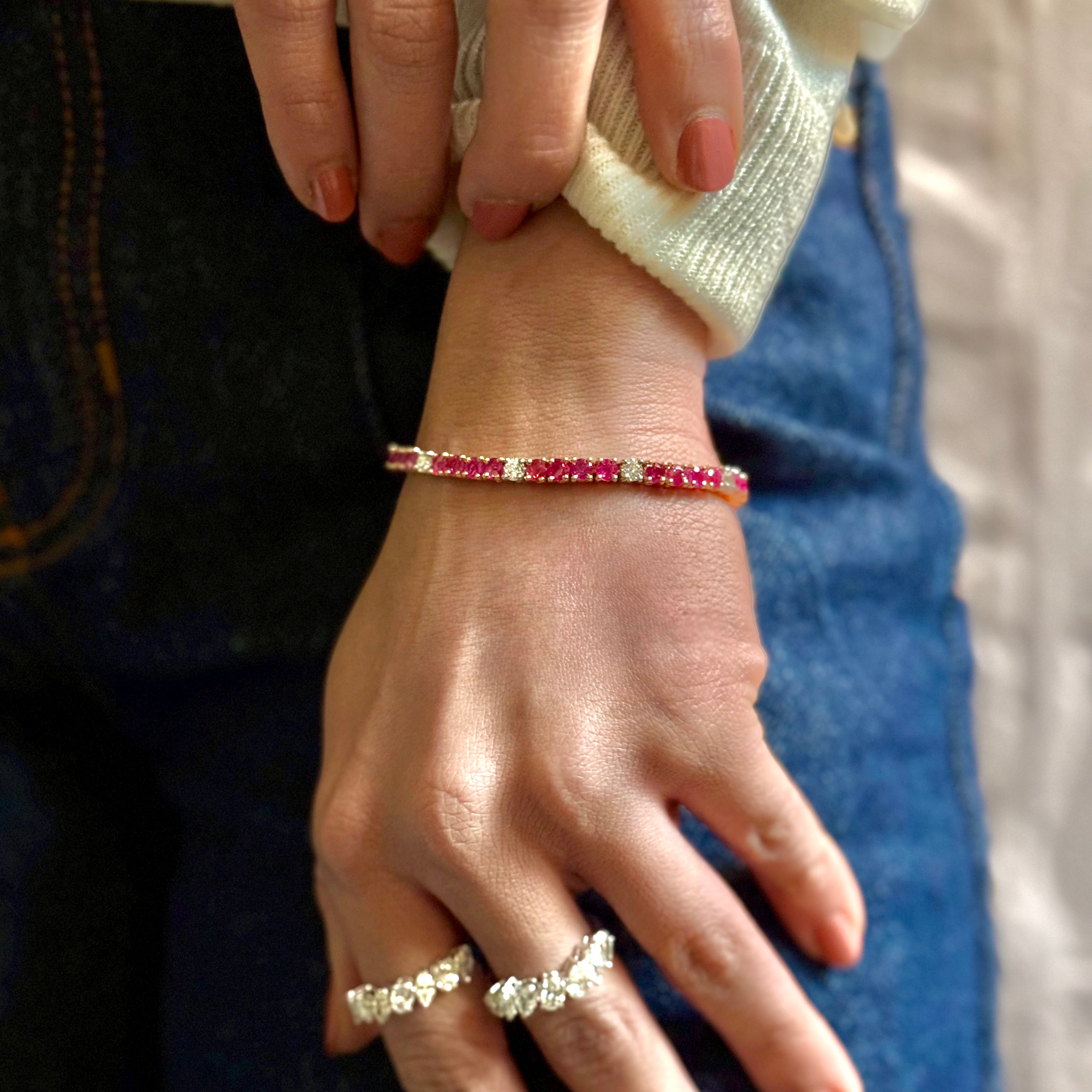 Ruby and Diamond Tennis Bracelet