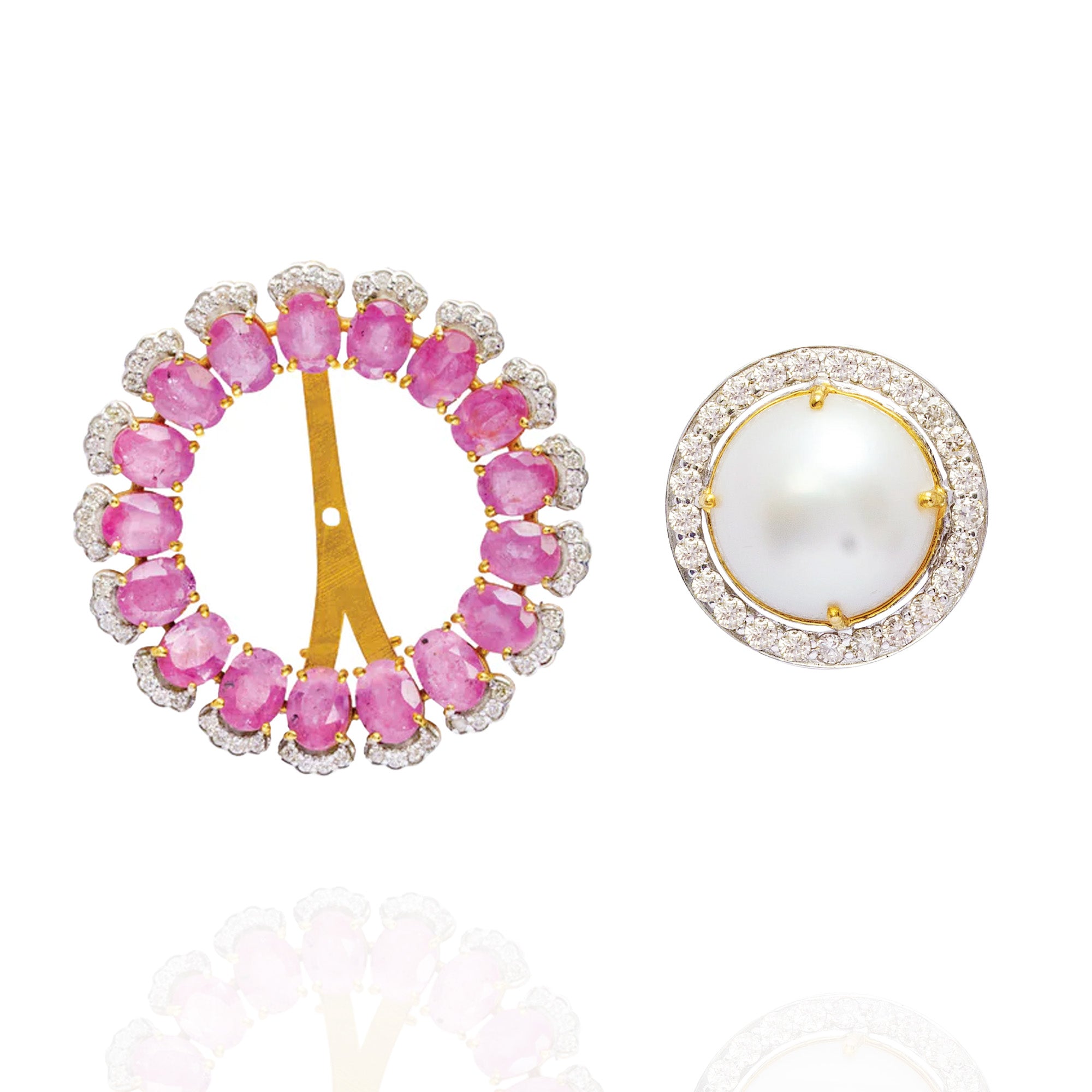 Ivory Petals Pink Sapphire Detachable Earrings