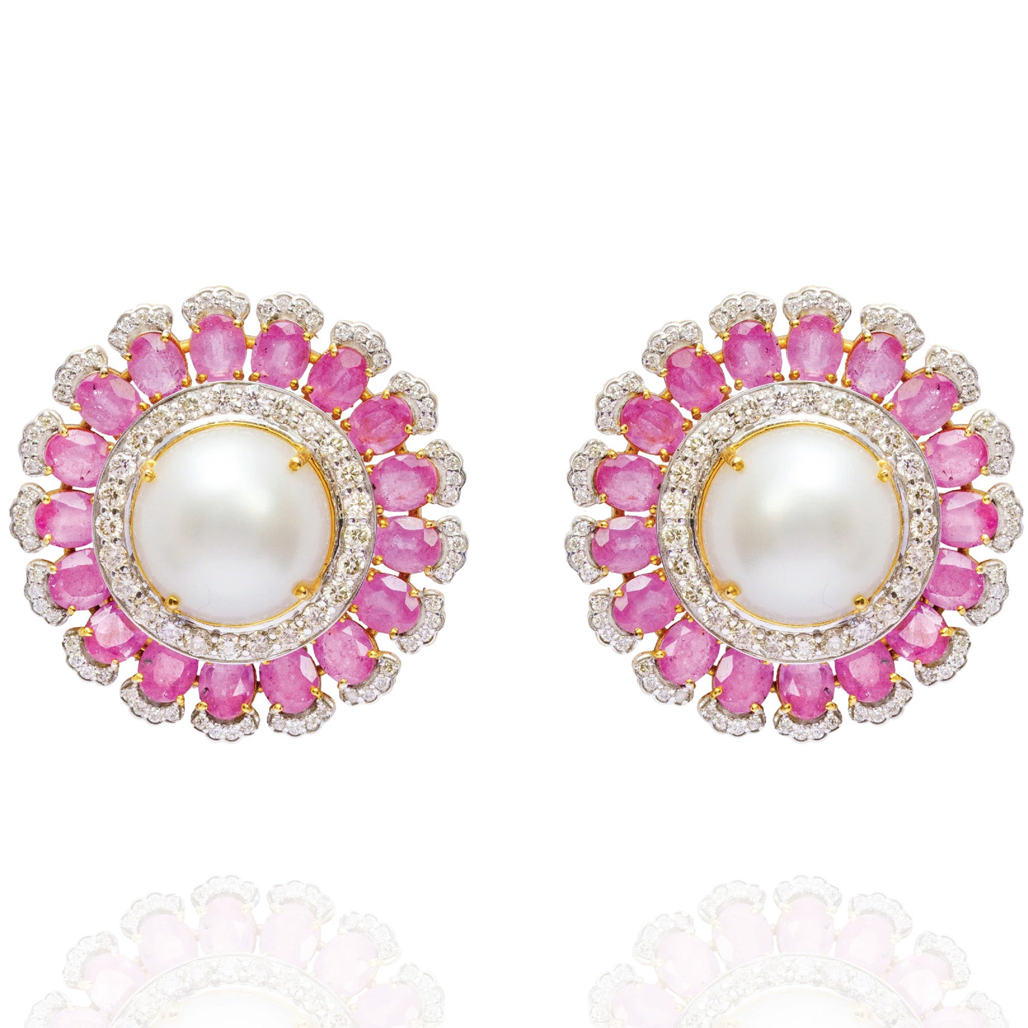 Ivory Petals Pink Sapphire Detachable Earrings