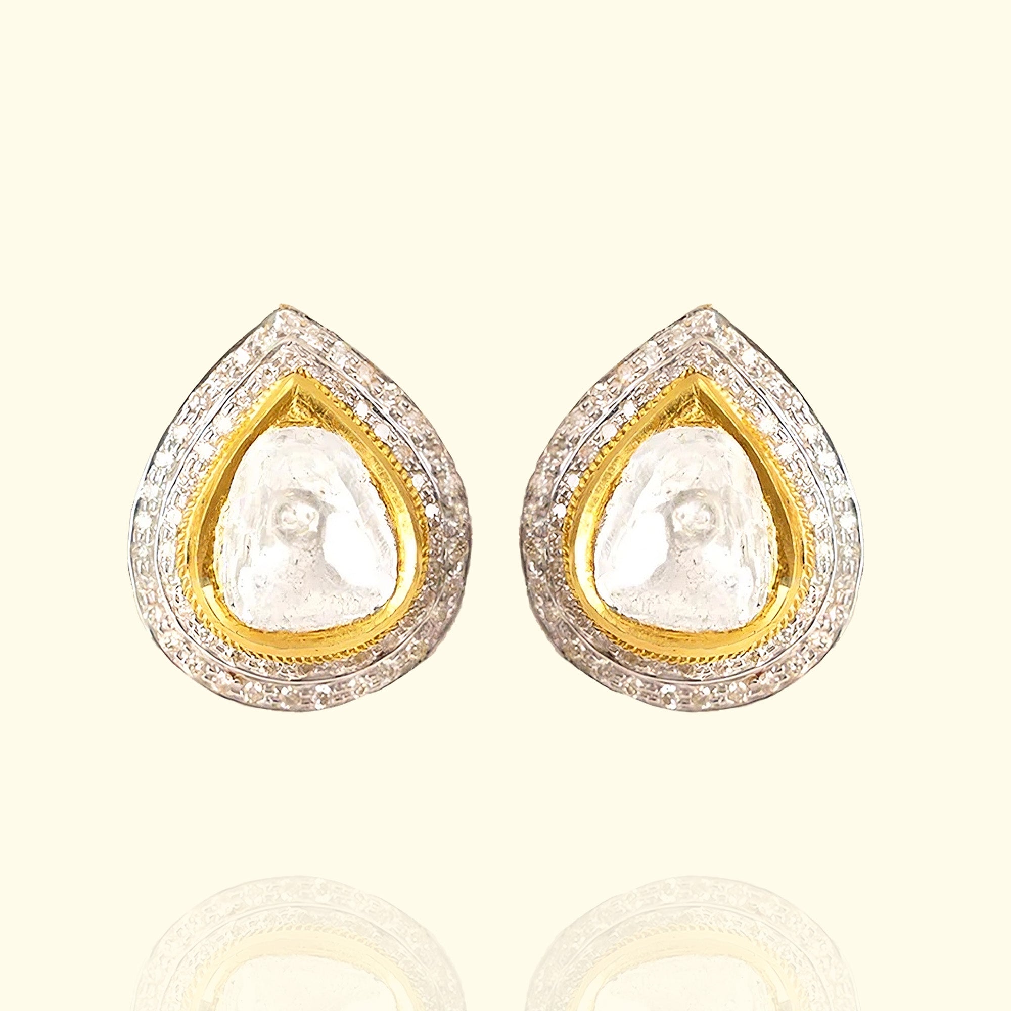 dual diamond polki ambi earrings