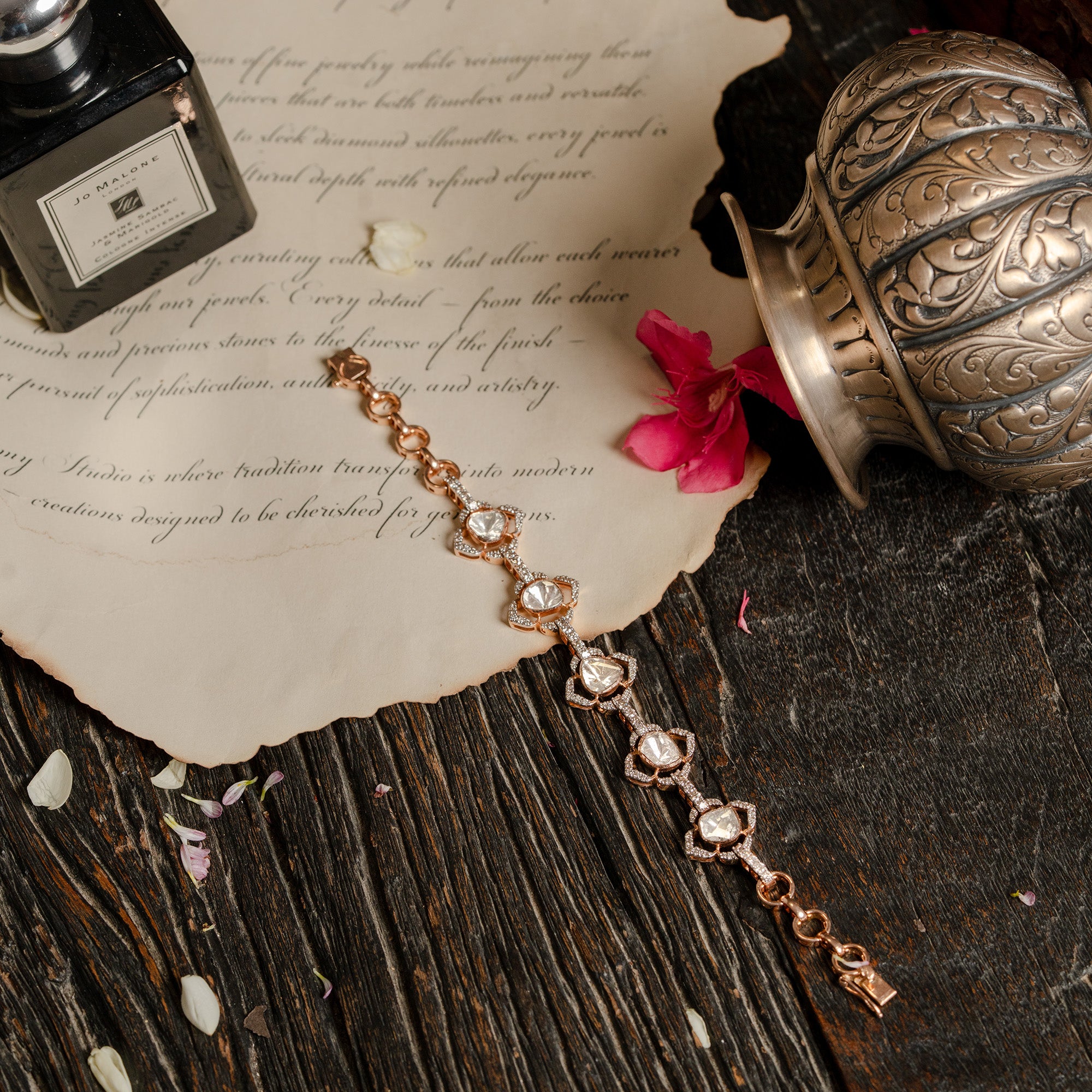 Polki diamond gold bracelet, heritage traditional fine jewellery India