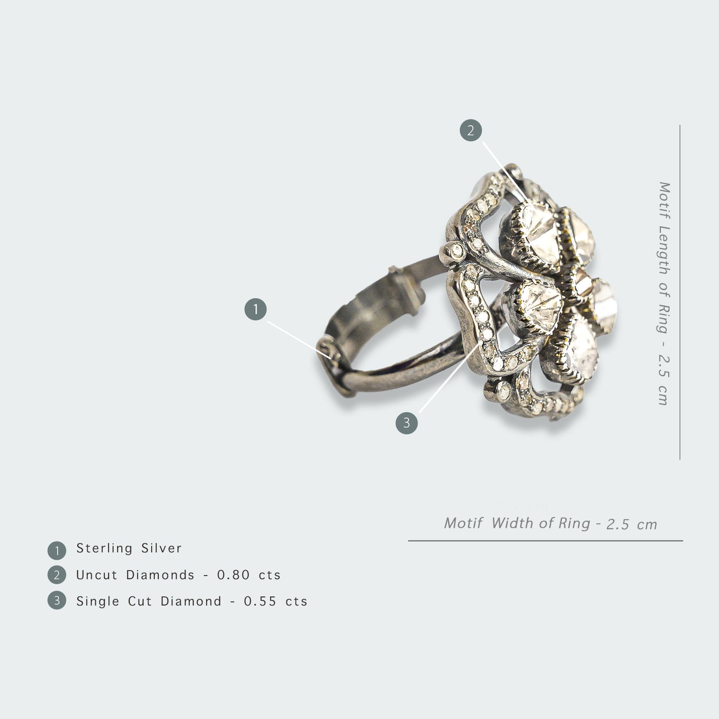 Kyra Flower Uncut Diamond Ring