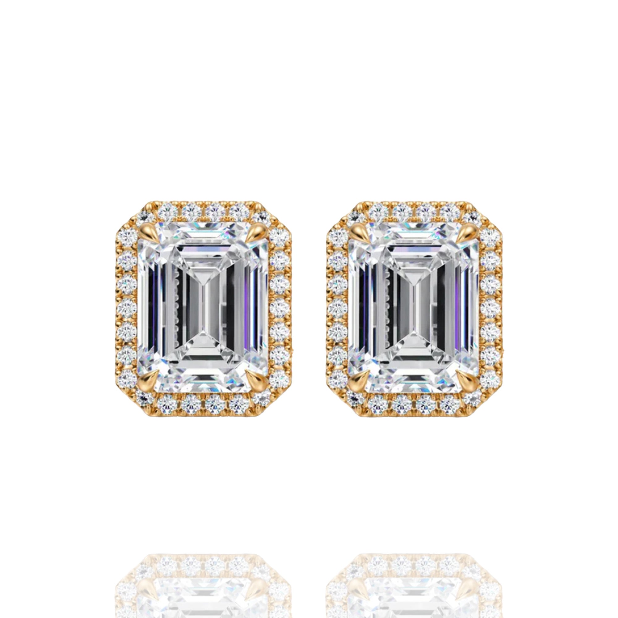 Classic Emerald Halo Lab Grown Solitaire Earrings