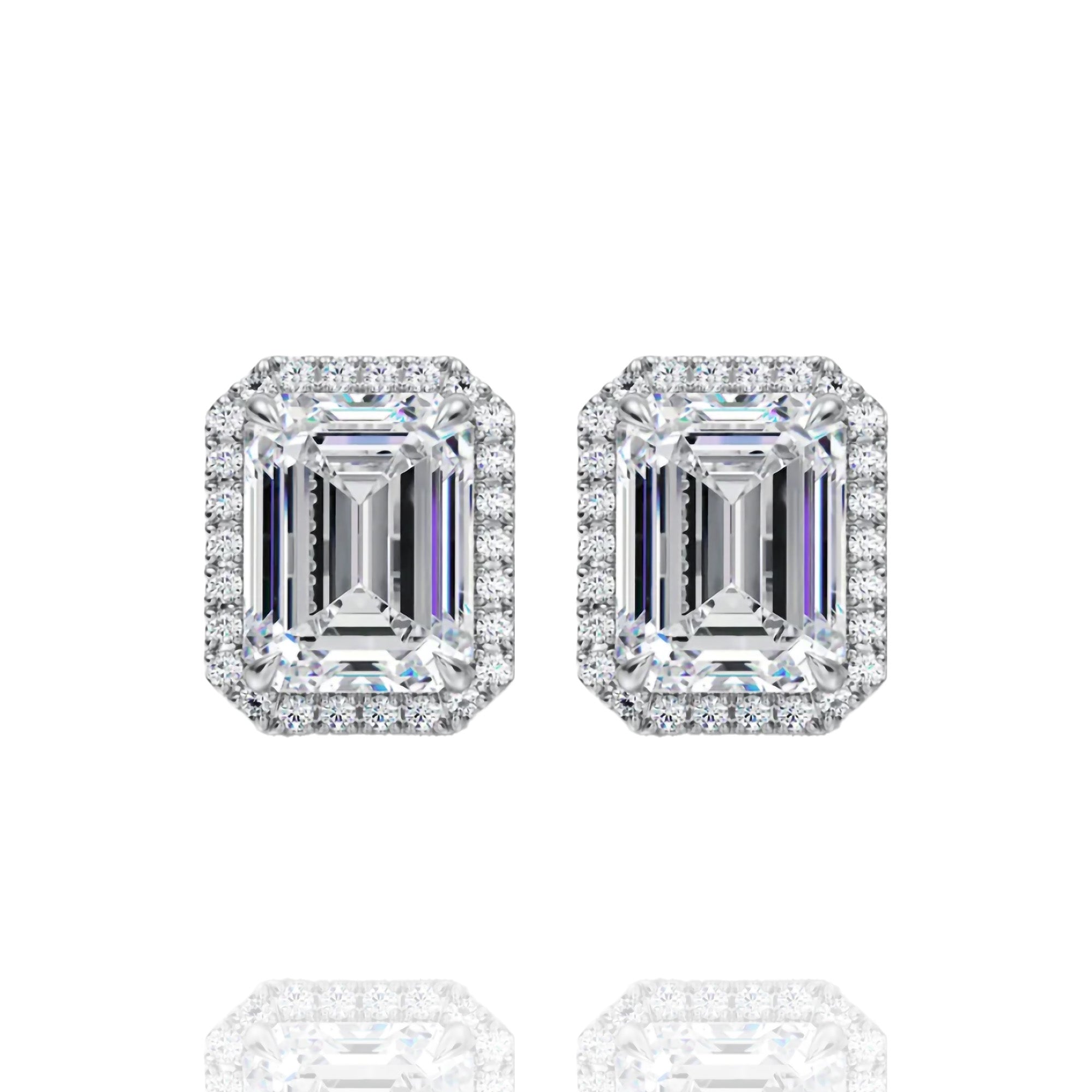 Classic Emerald Halo Lab Grown Solitaire Earrings