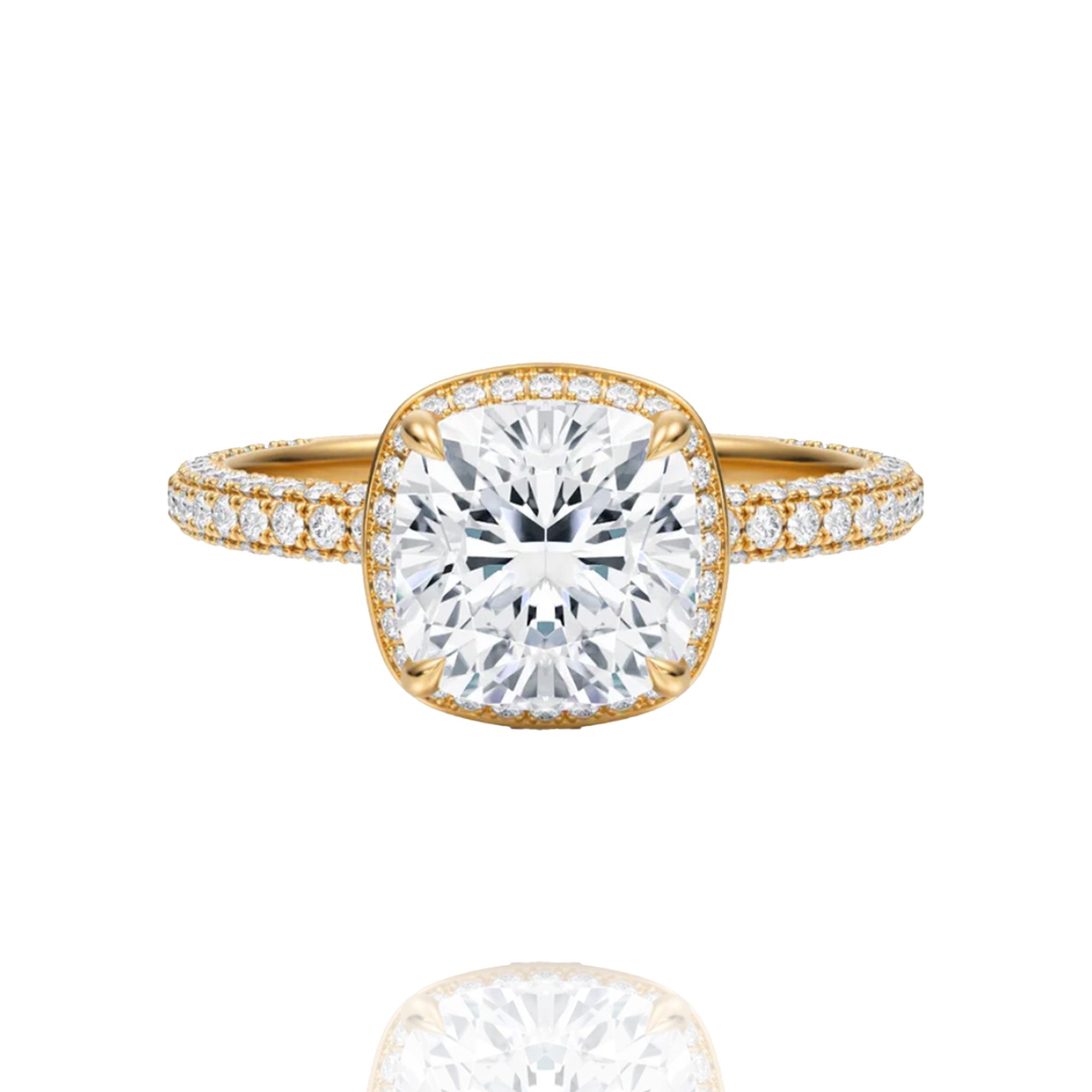 classic halo cushion lab grown solitaire Ring