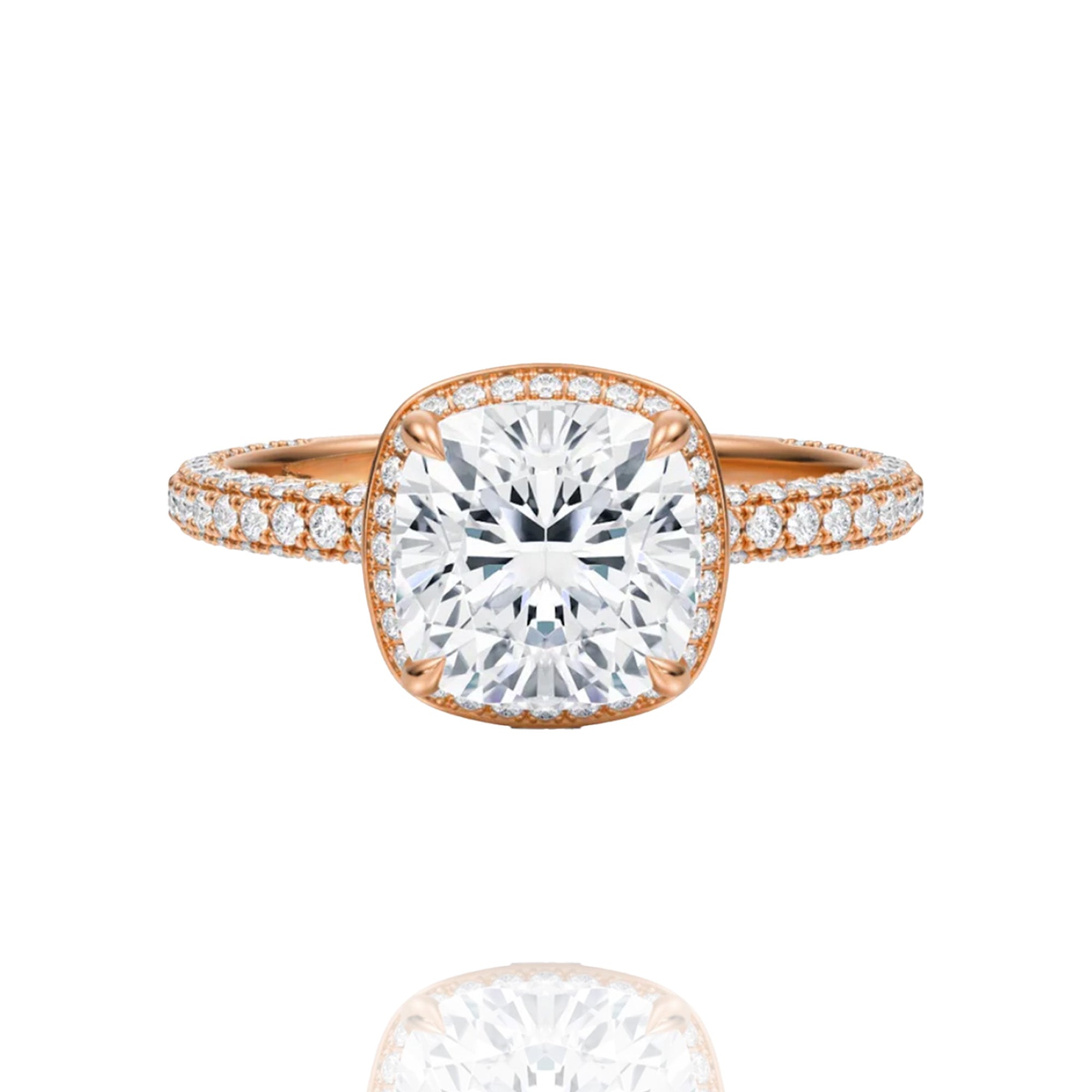 classic halo cushion lab grown solitaire Ring