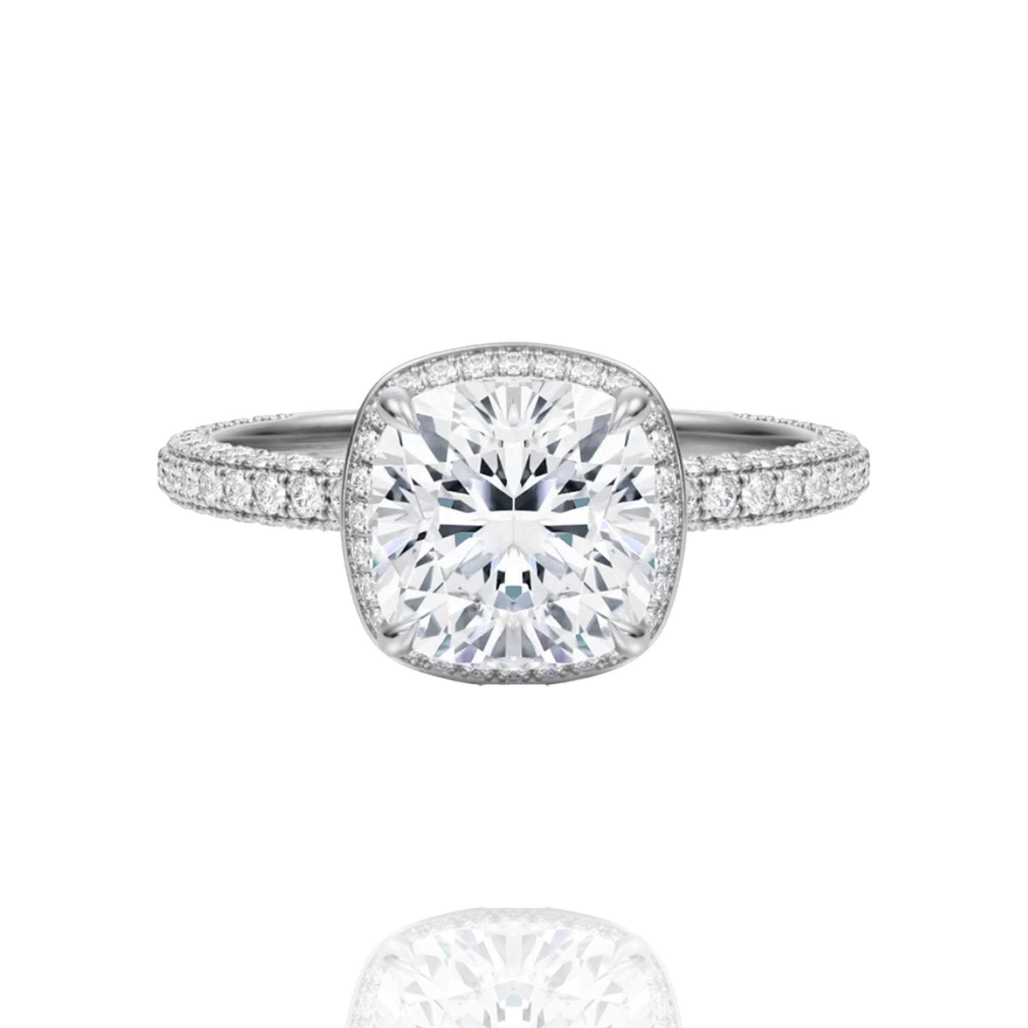 classic halo cushion lab grown solitaire Ring