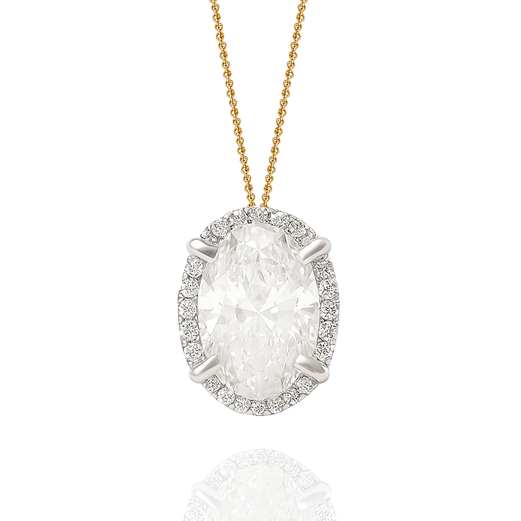 Halo Oval Lab Solitaire Diamond Pendant