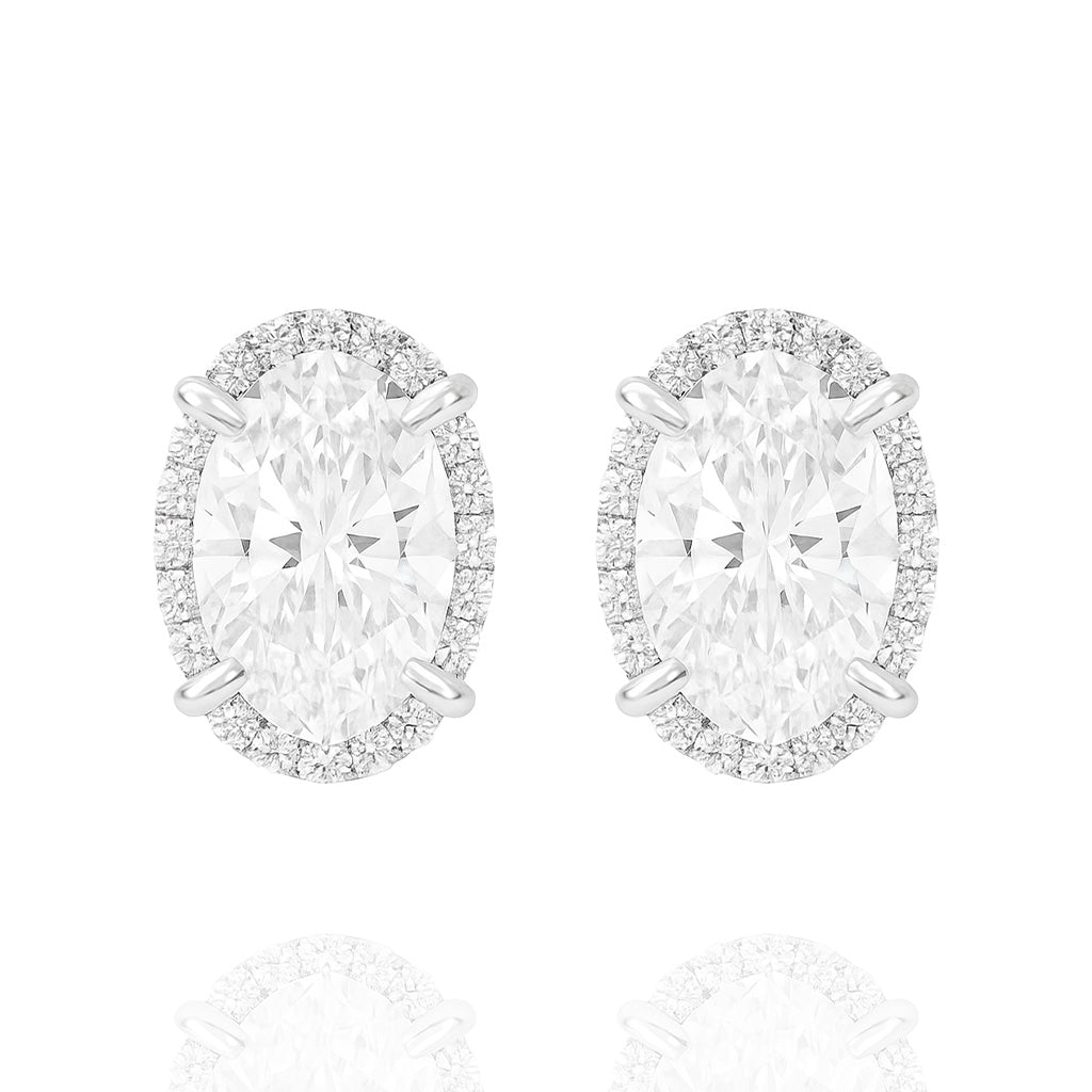 Halo Oval Lab Solitaire Diamond Earrings