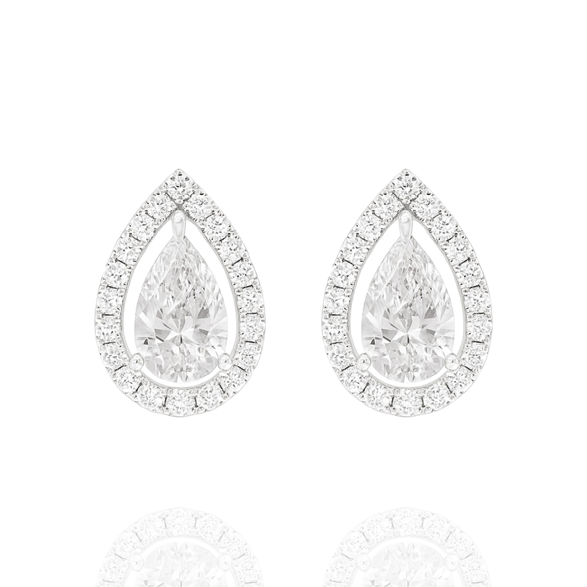 Halo Drop Lab Solitaire Diamond Earrings