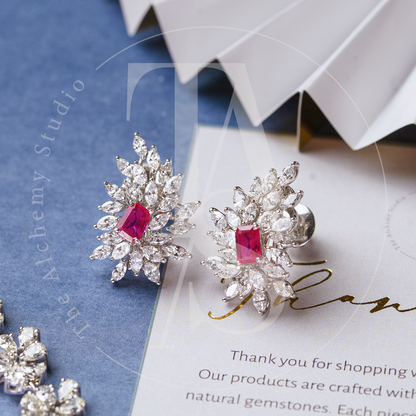 Lantana Ruby and Diamond Earrings