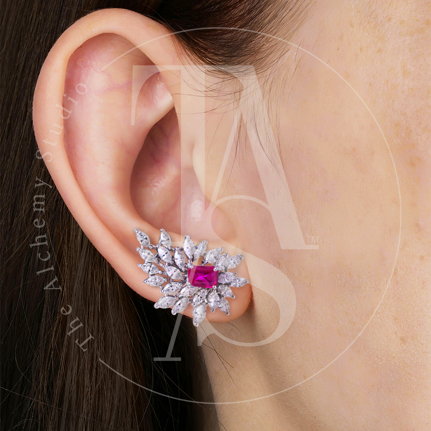 Lantana Ruby and Diamond Earrings