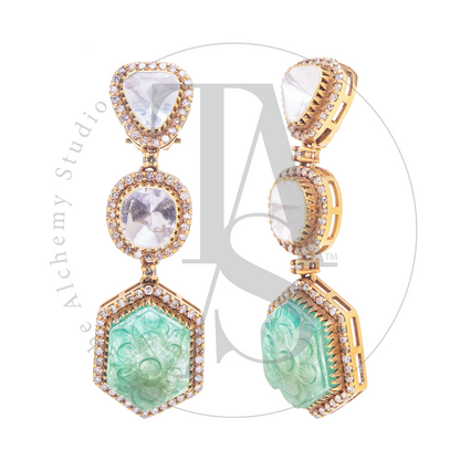 Lillian Emerald Uncut Diamond Earrings