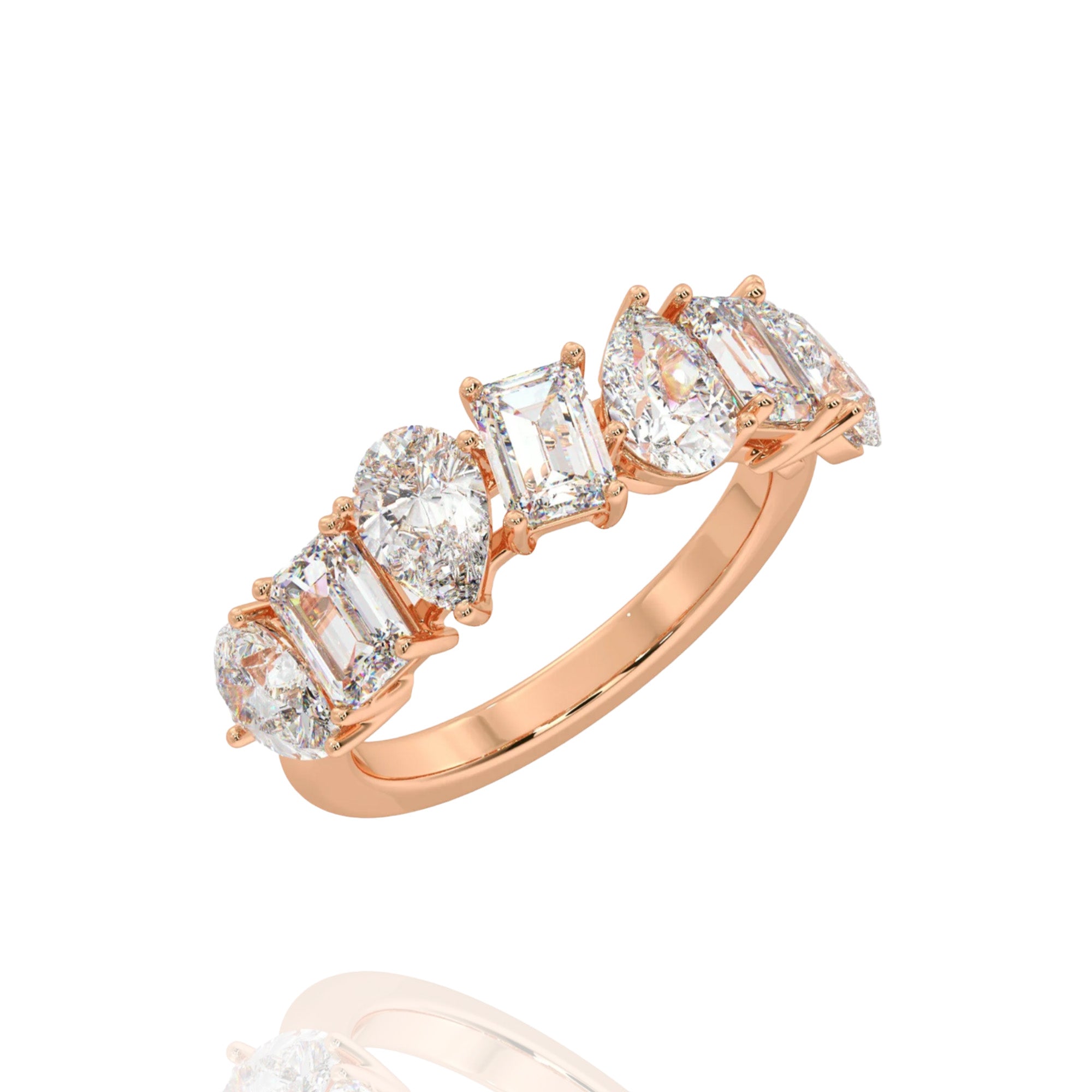 Emerald and Drop lab diamond band