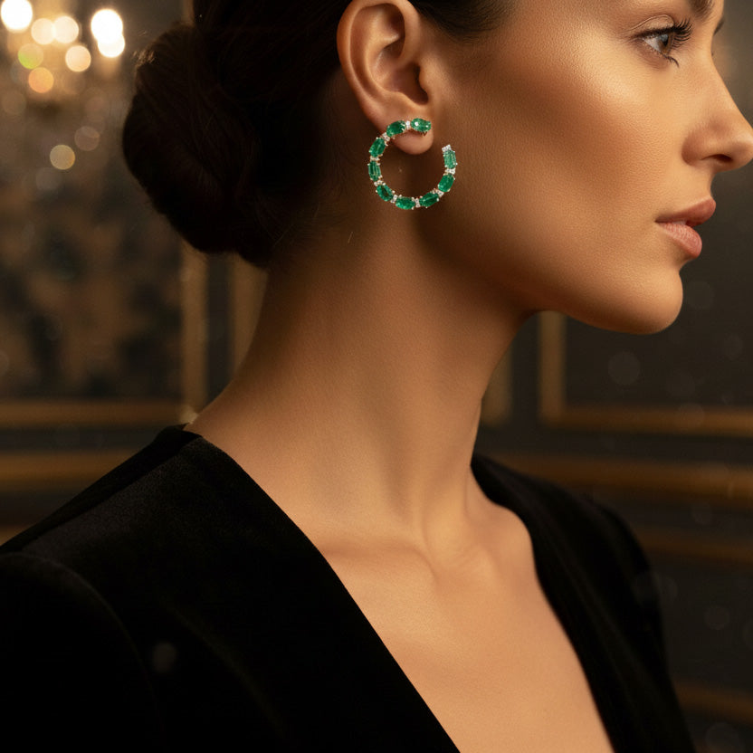 Kiera Emerald Hoops
