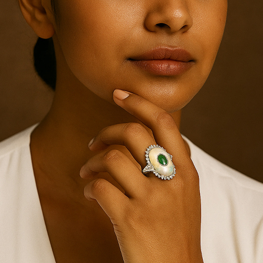 Chloe Emerald and Opal Overlay Ring