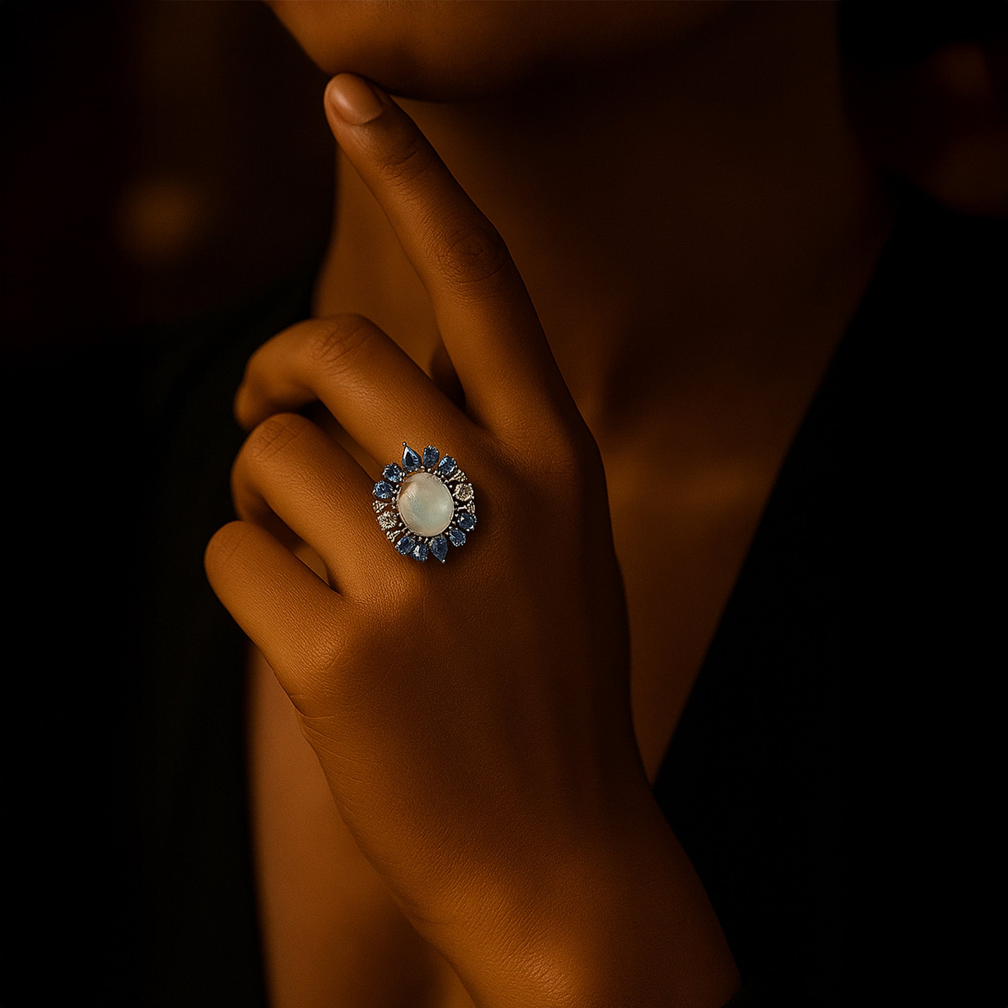 Cosmic Opal Cabochon Ring