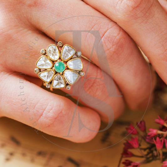 Mini Amara Uncut Diamond Flower Ring