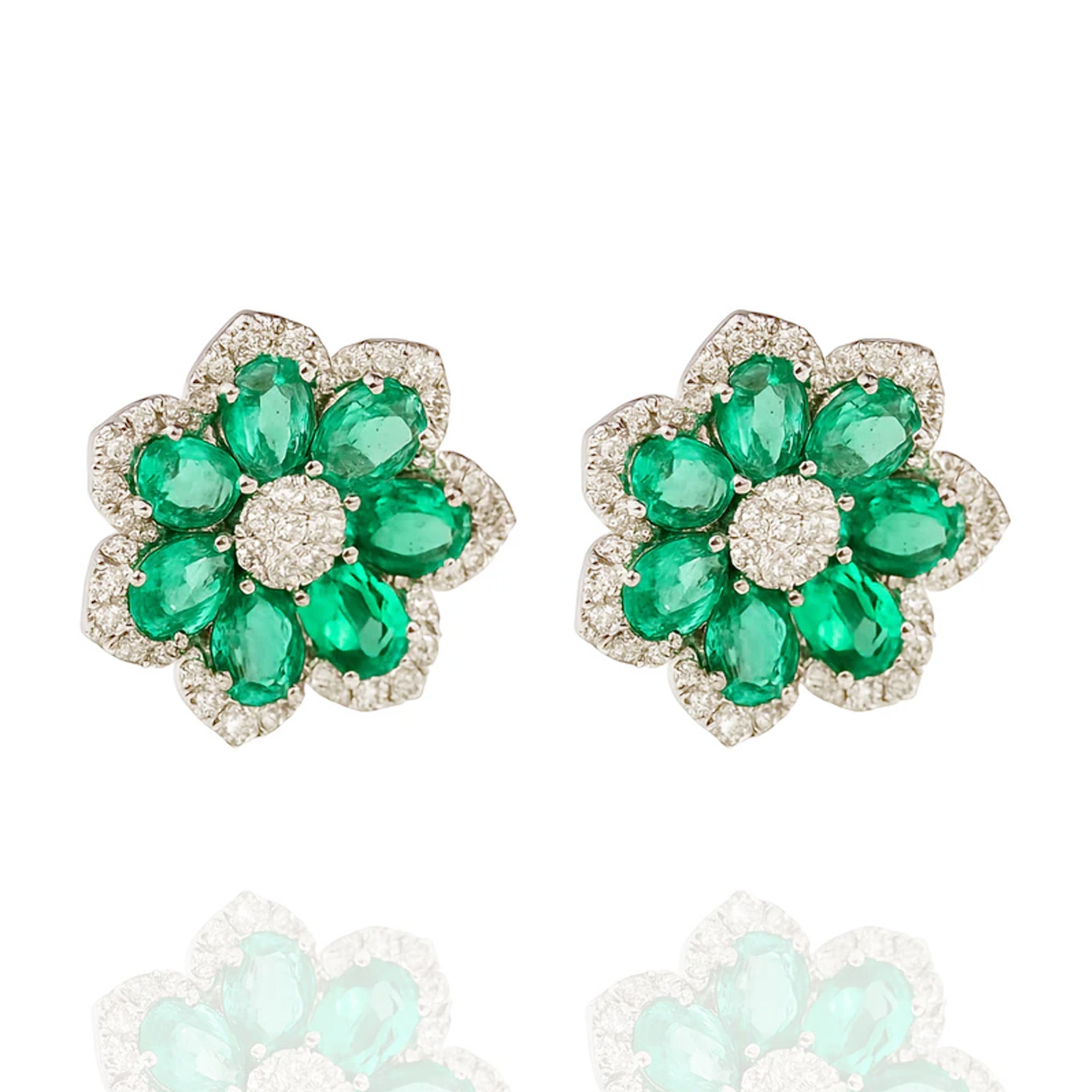 Mini Fiora Diamond Emerald Earrings