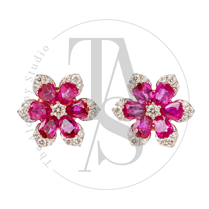 Mini Fiora Ruby and Diamond Earrrings