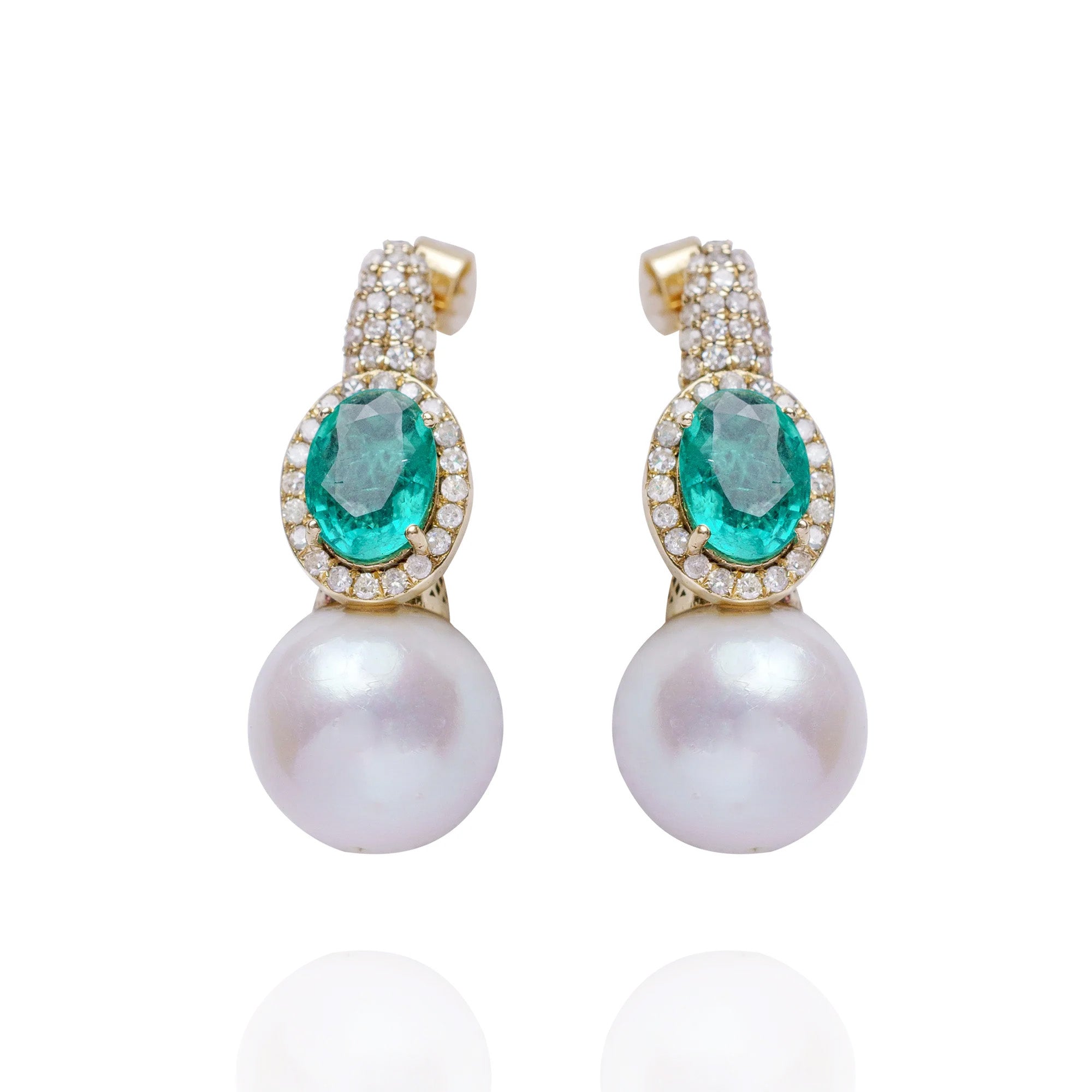 Nova Semplice Diamond Emerald Earrings