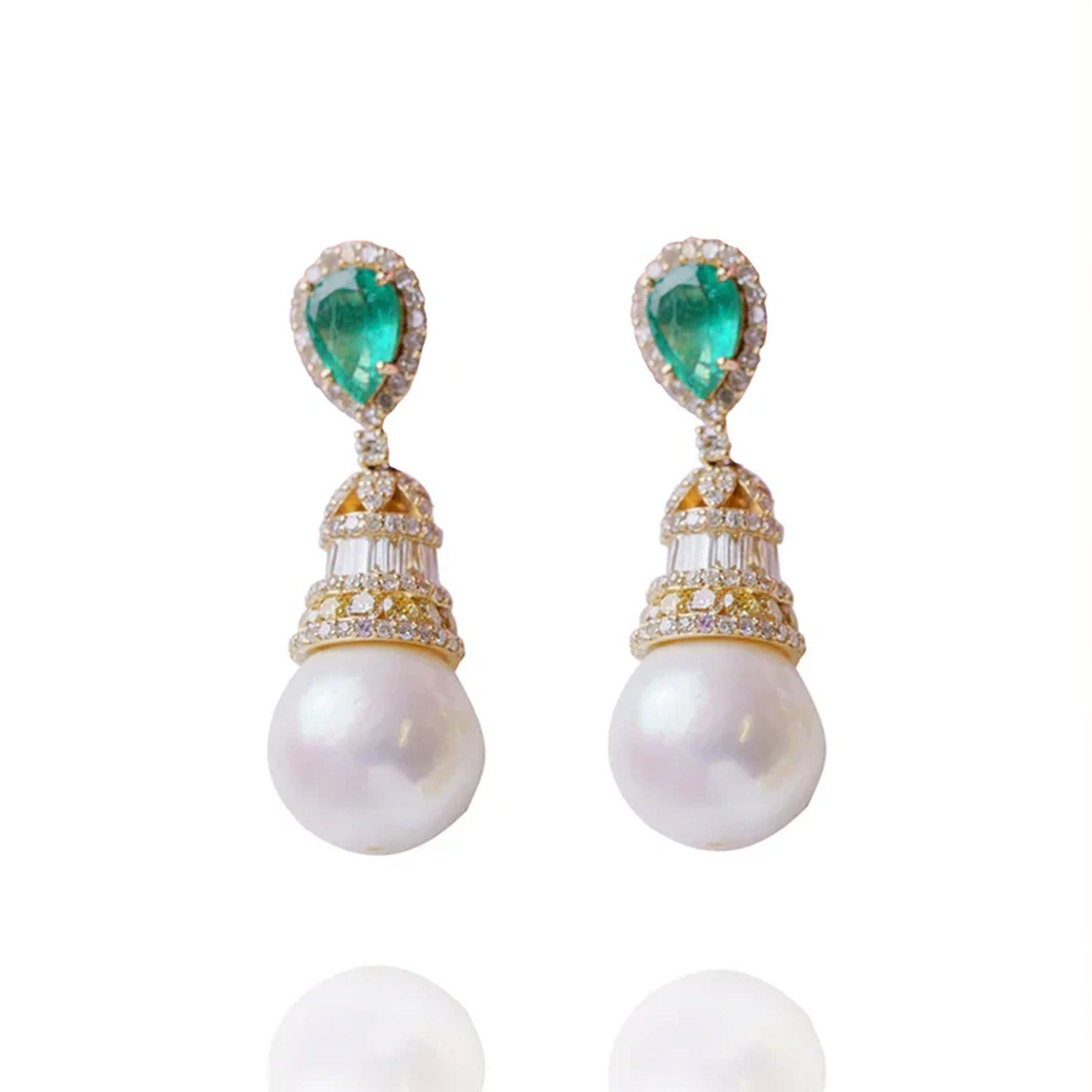 Nova Sonata Diamond Emerald Earrings