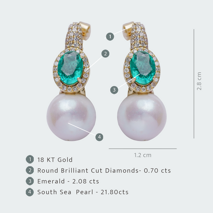 Nova Semplice Emerald and Pearl Earrings