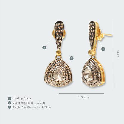 Odette Trillion Dangling Uncut Diamond Earrings