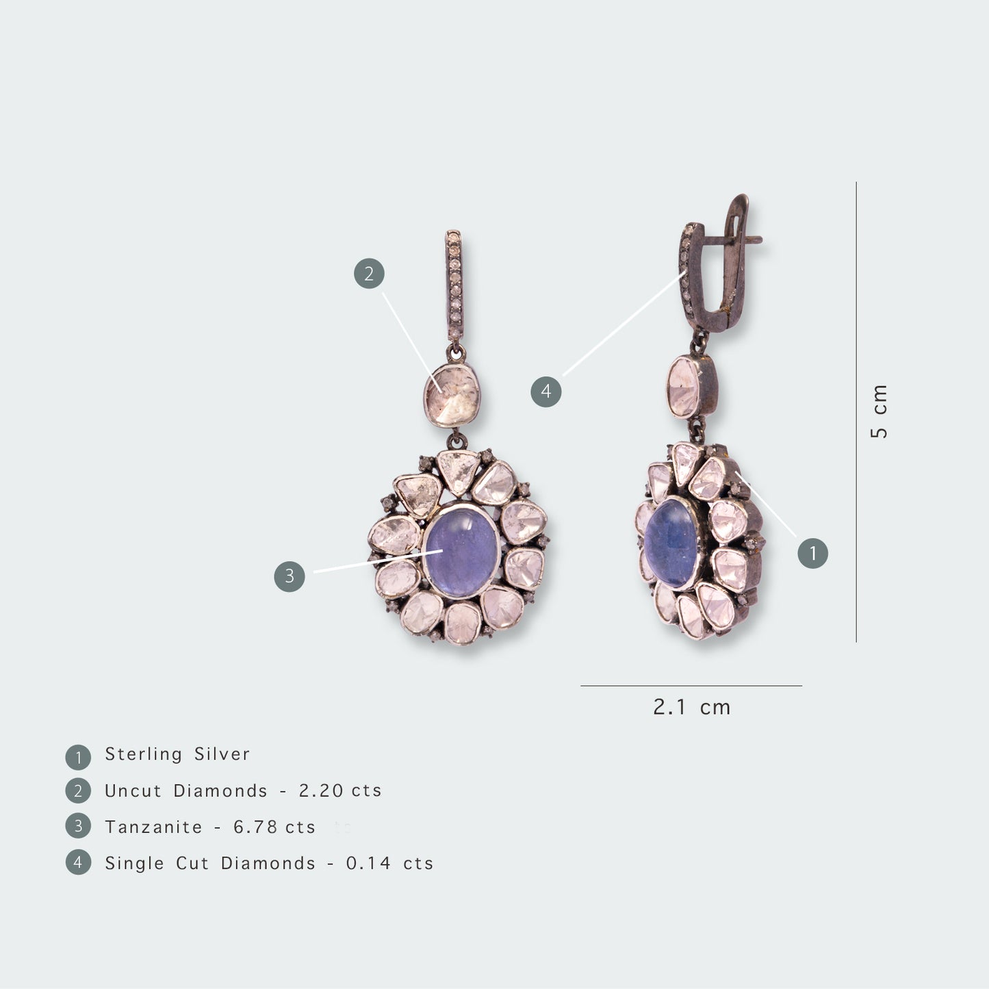 Paloma Tanzanite and Uncut Diamond Flower Earrings