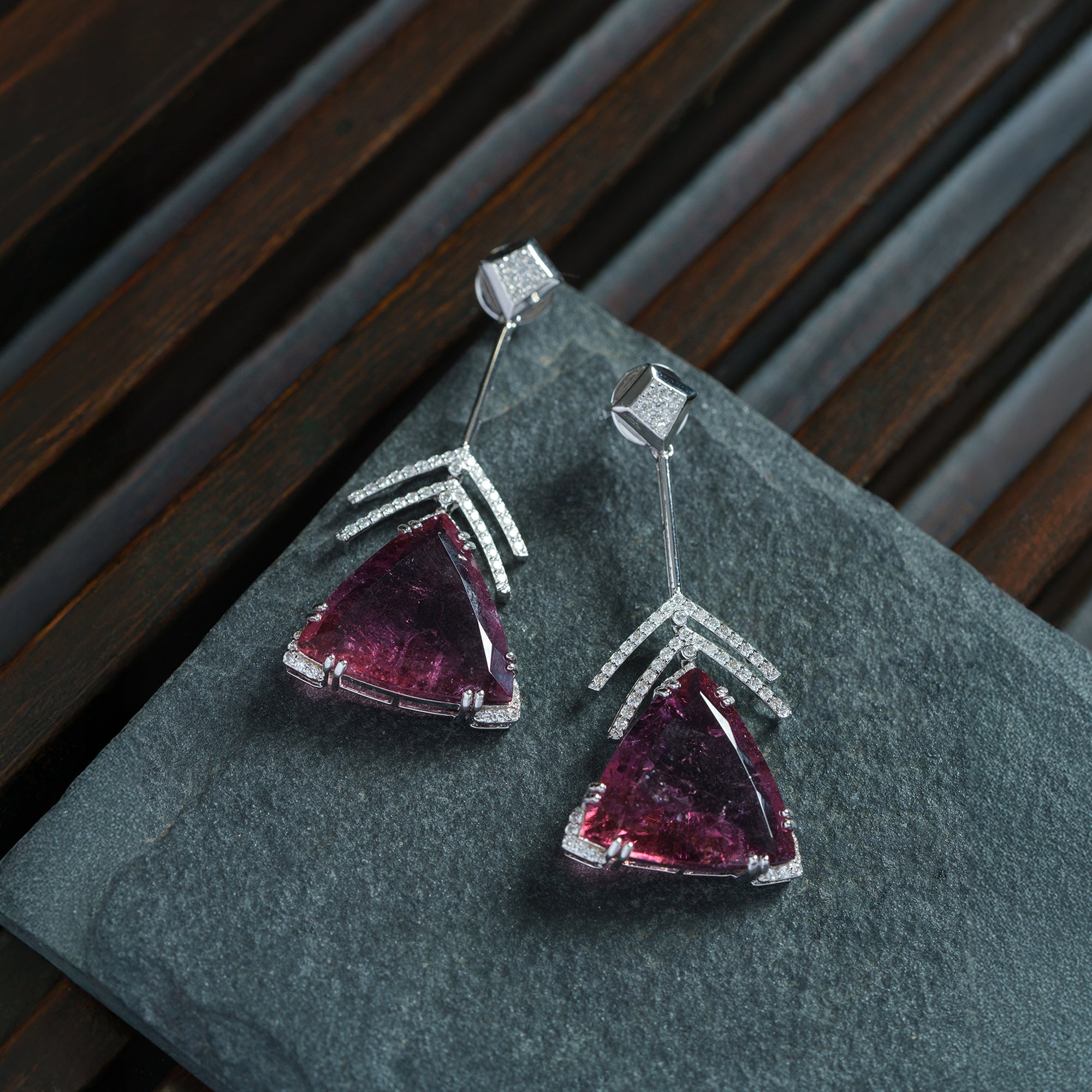 Liana Tourmaline Dangling Diamond Earrings