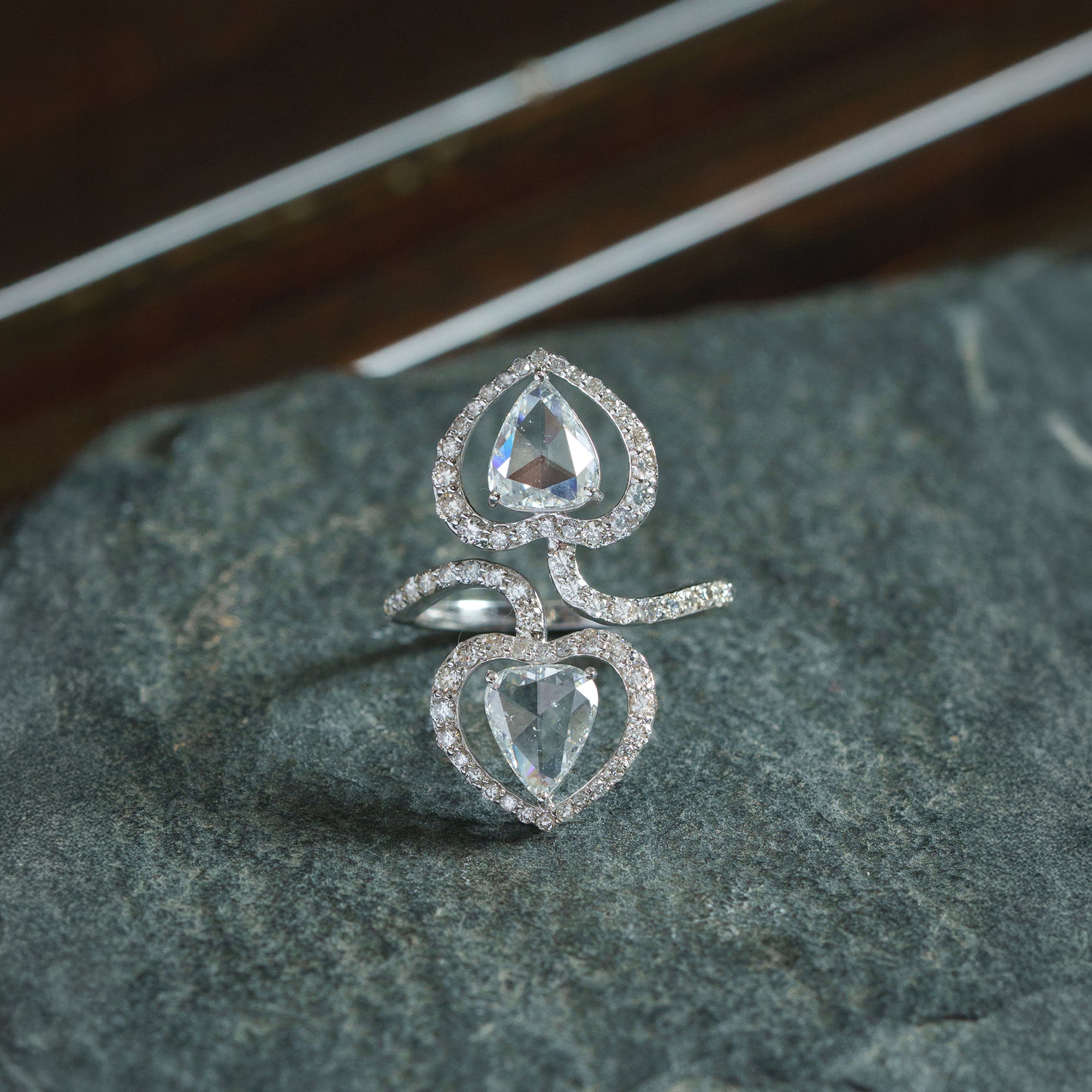 Crossover Rose Cut Diamond Ring