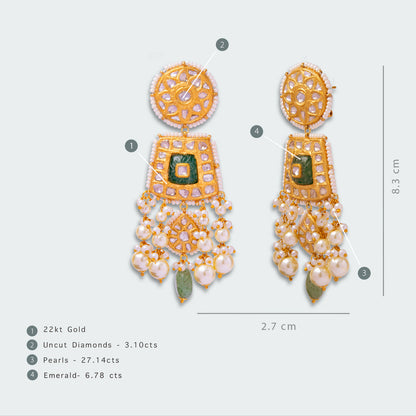 22kt Gold Rabia Uncut Diamond Earrings