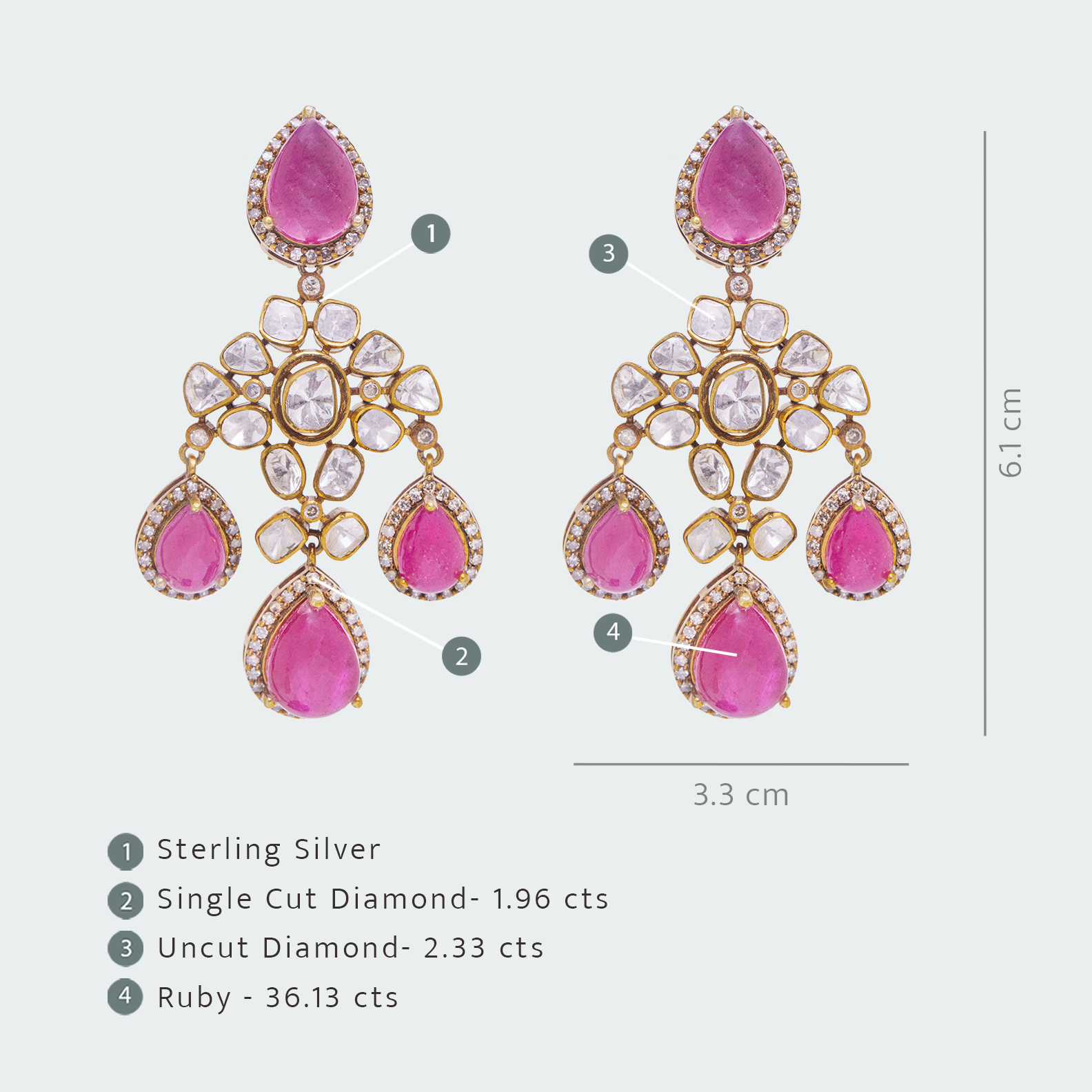 Ruby Drop Flower Earrings