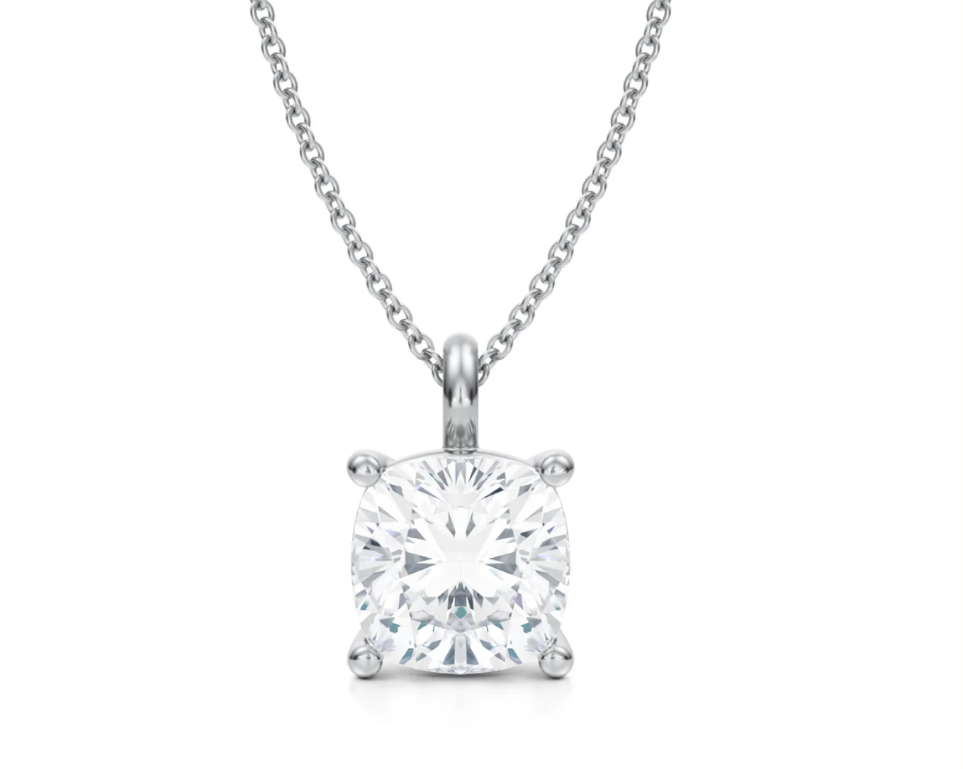 classic cushion lab grown solitaire pendant