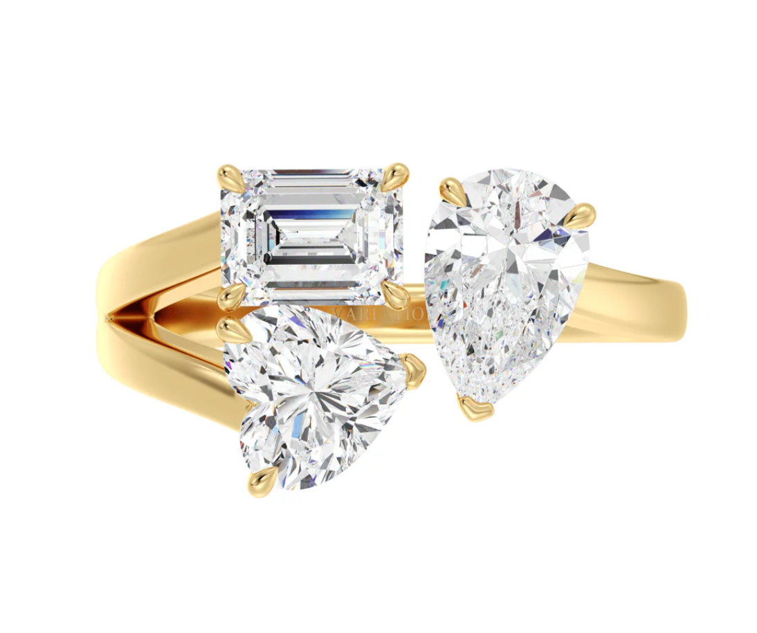 toi et moi lab grown solitaire Cristelle ring