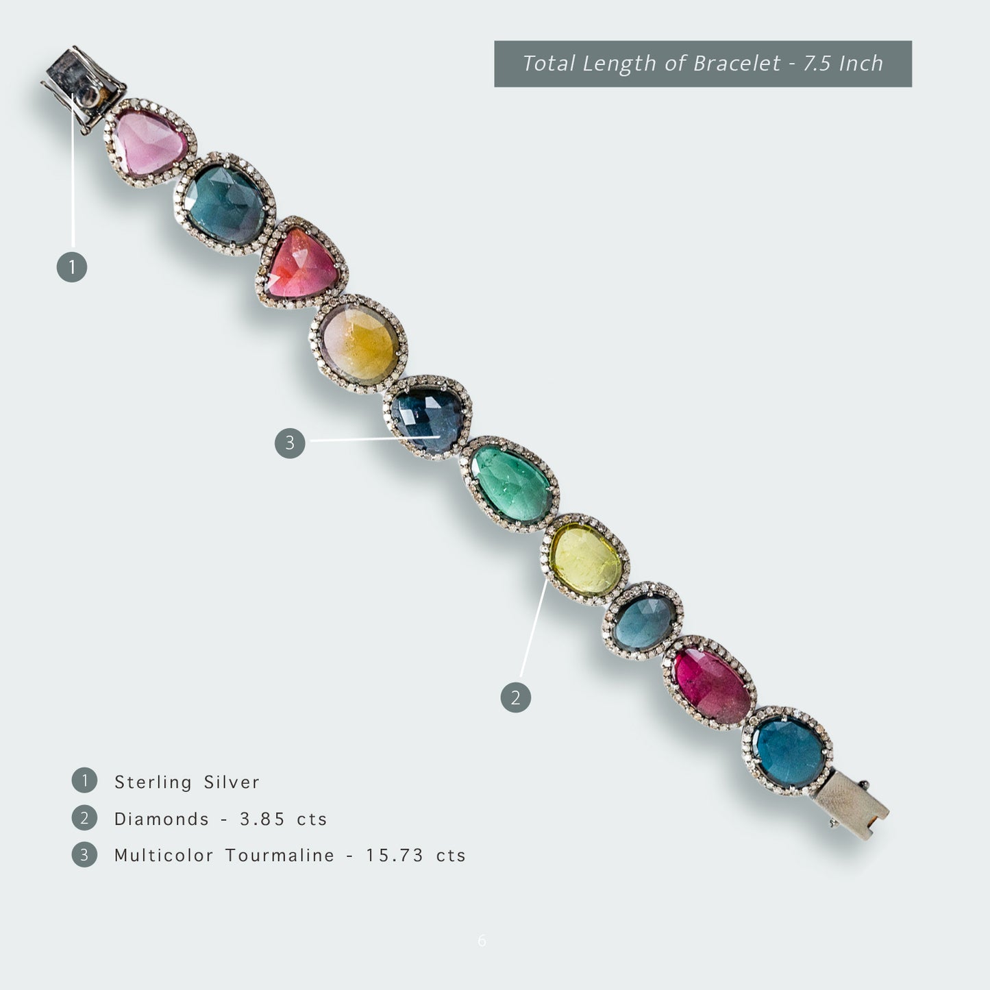 Signet Tourmaline and Diamond Bracelet