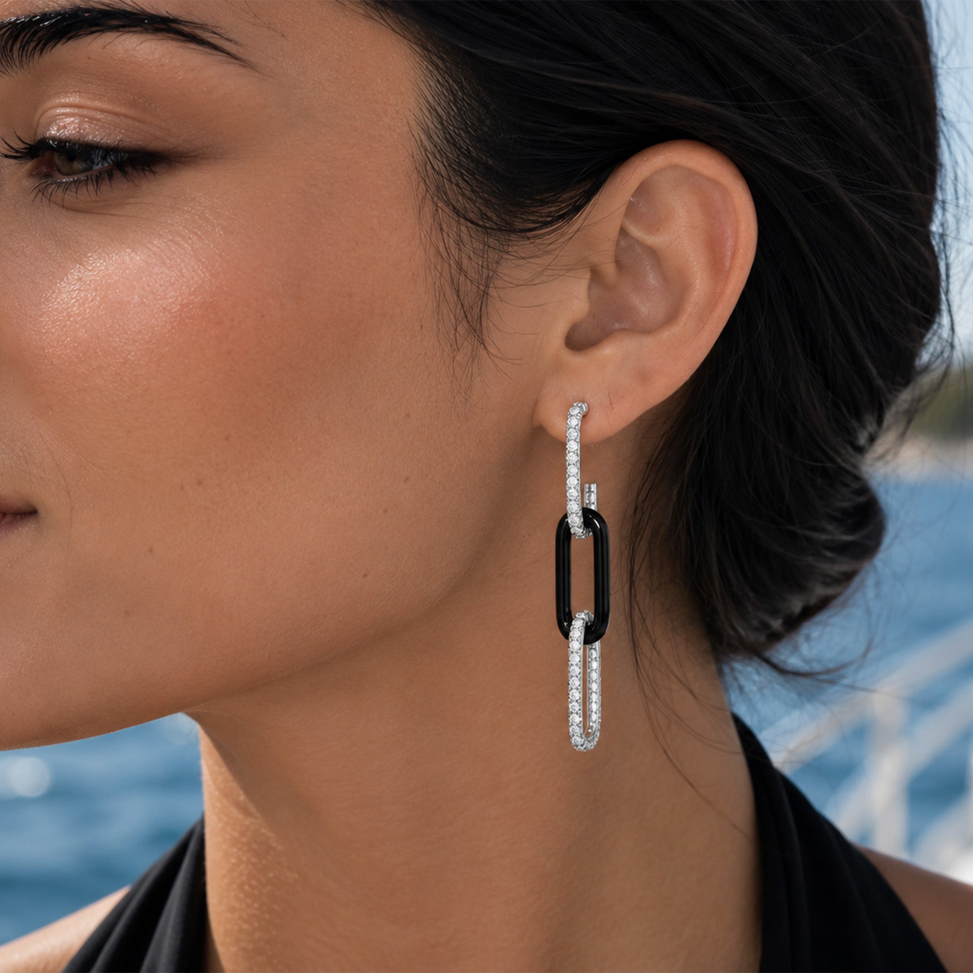 Space Between Bars Diamond Earrings