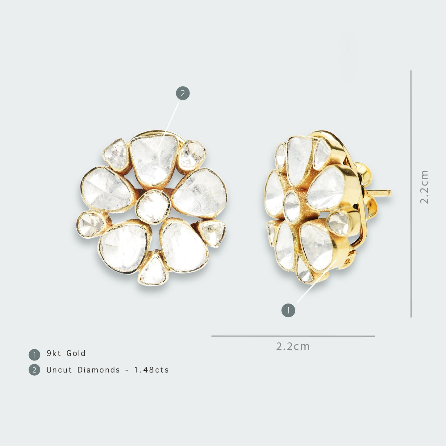 Starre Flower Uncut Diamond Earrings